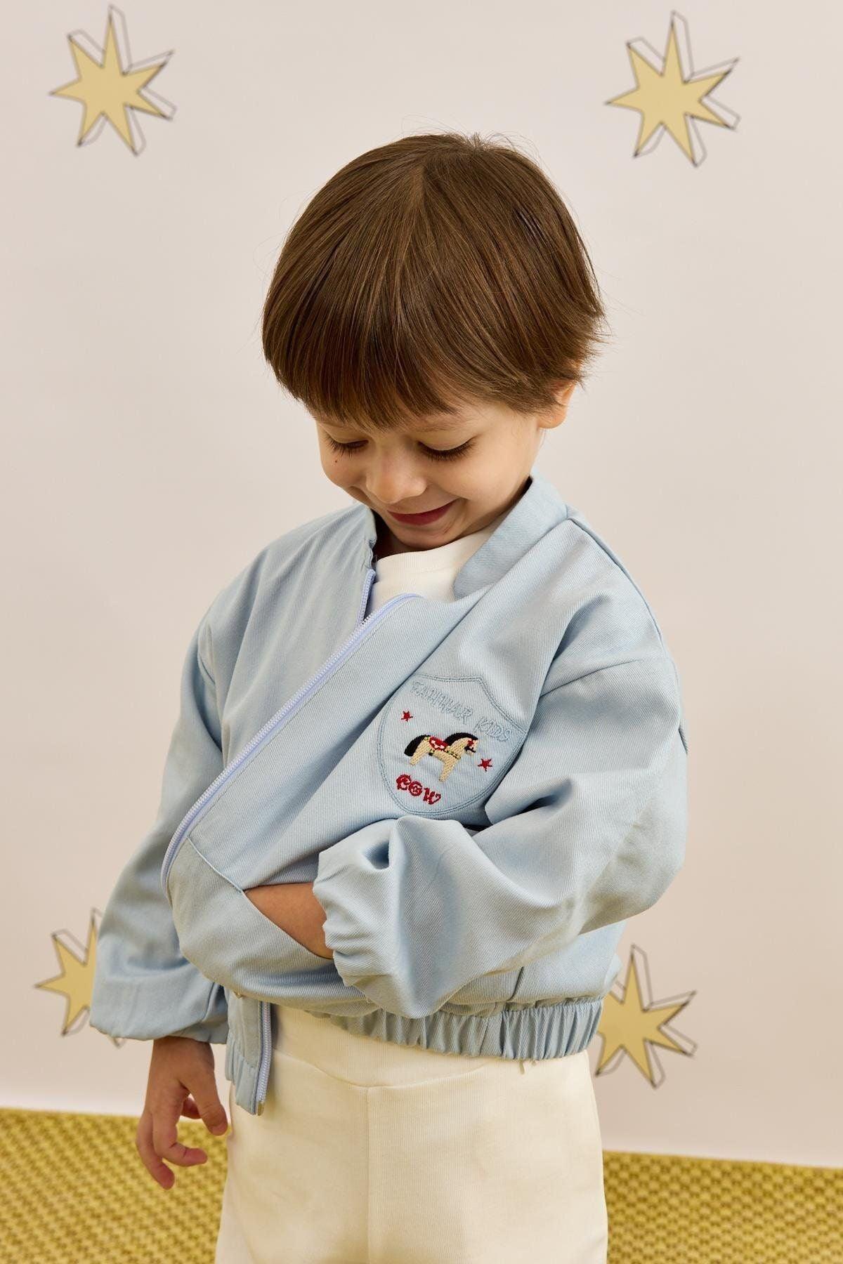 Armalı Bomber Ceket Mavi