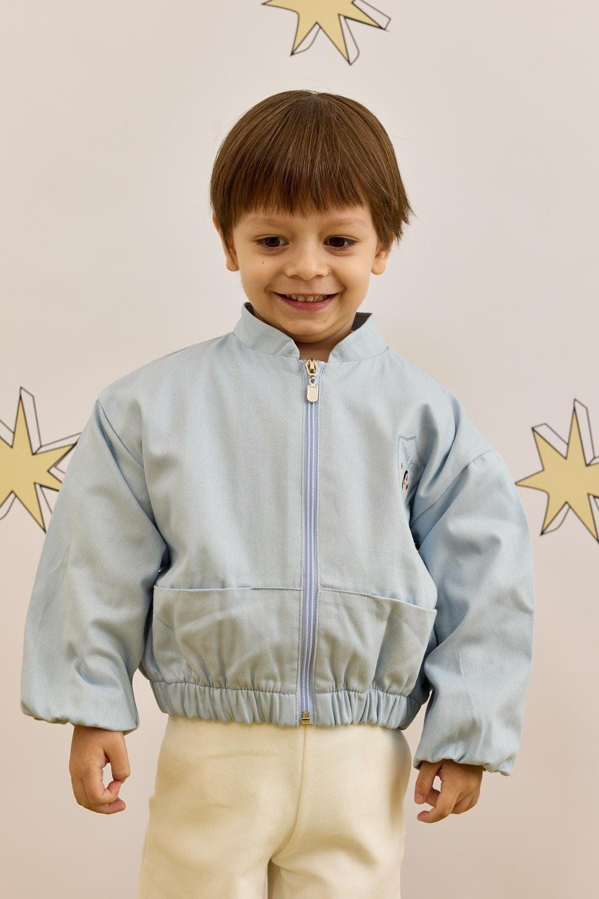 Armalı Bomber Ceket Mavi