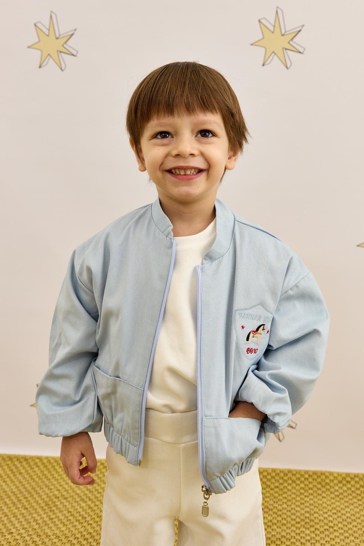 Armalı Bomber Ceket Mavi