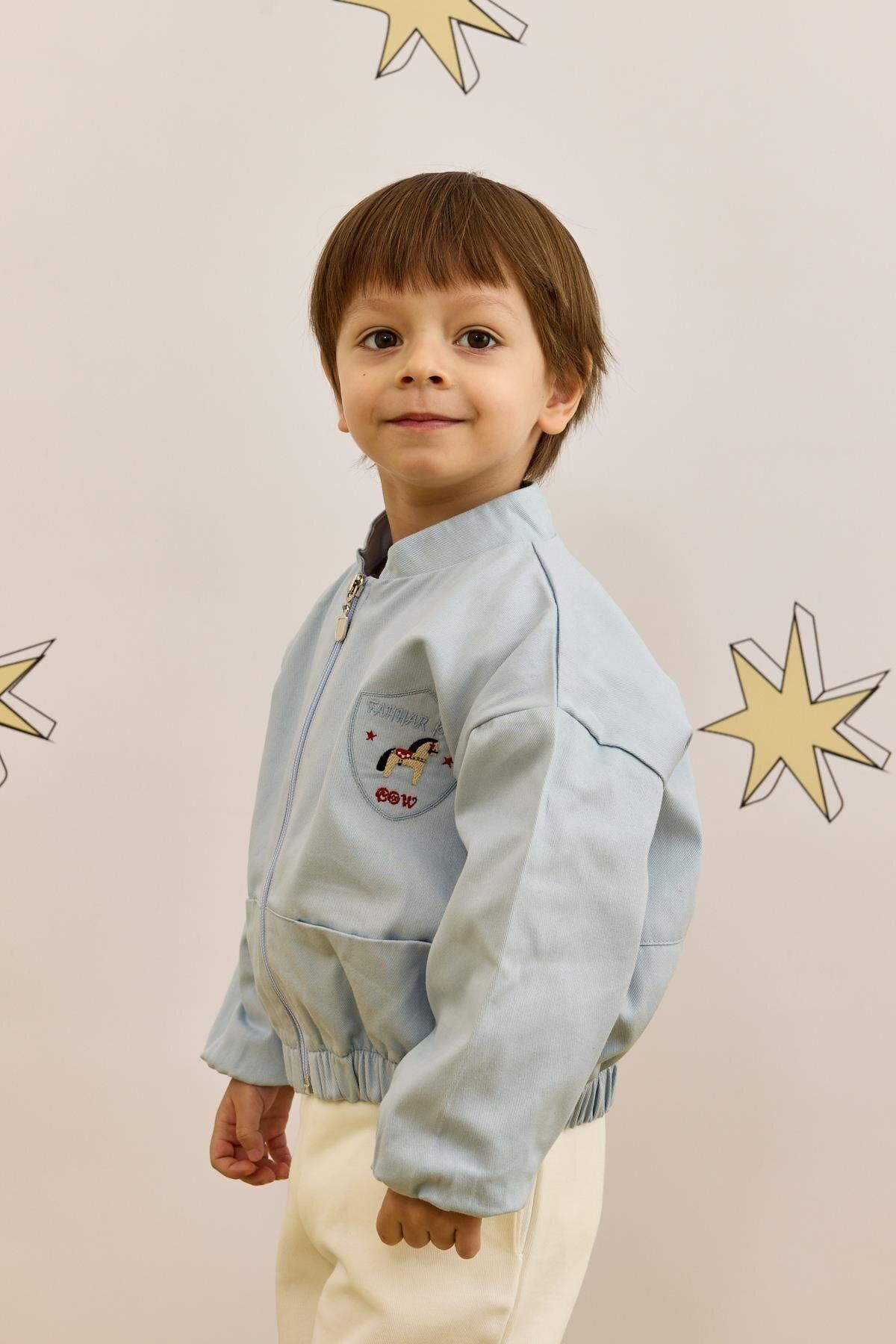 Armalı Bomber Ceket Mavi