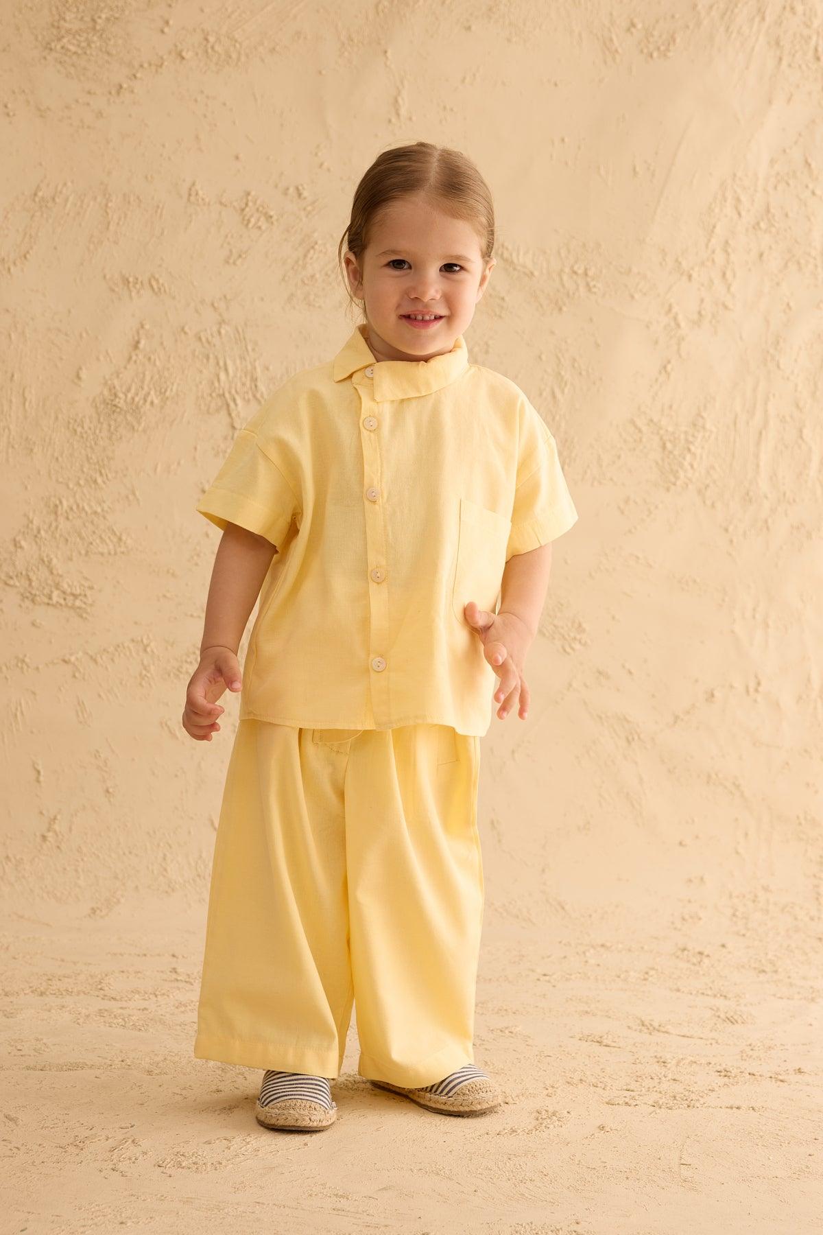 Asymmetric Collar Shirt Yellow