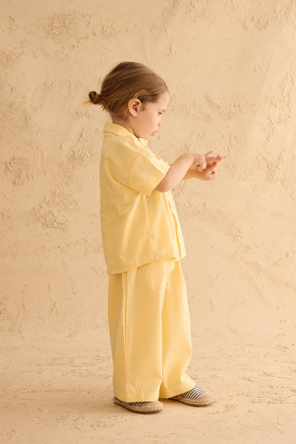 Asymmetric Collar Shirt Yellow