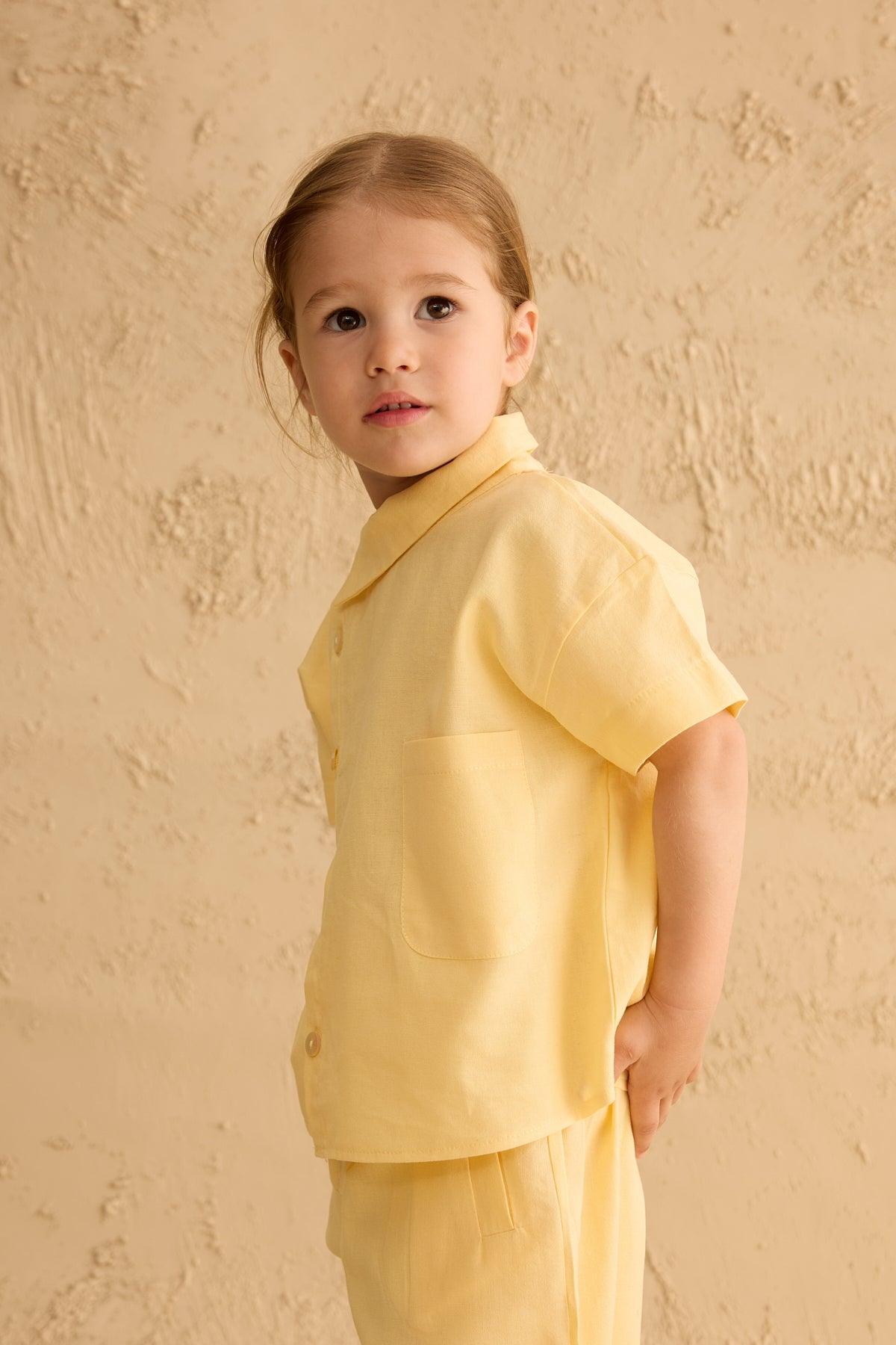 Asymmetric Collar Shirt Yellow