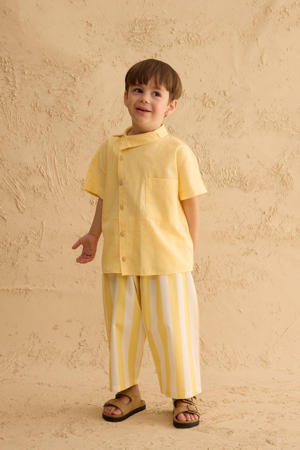 Asymmetric Collar Shirt Yellow