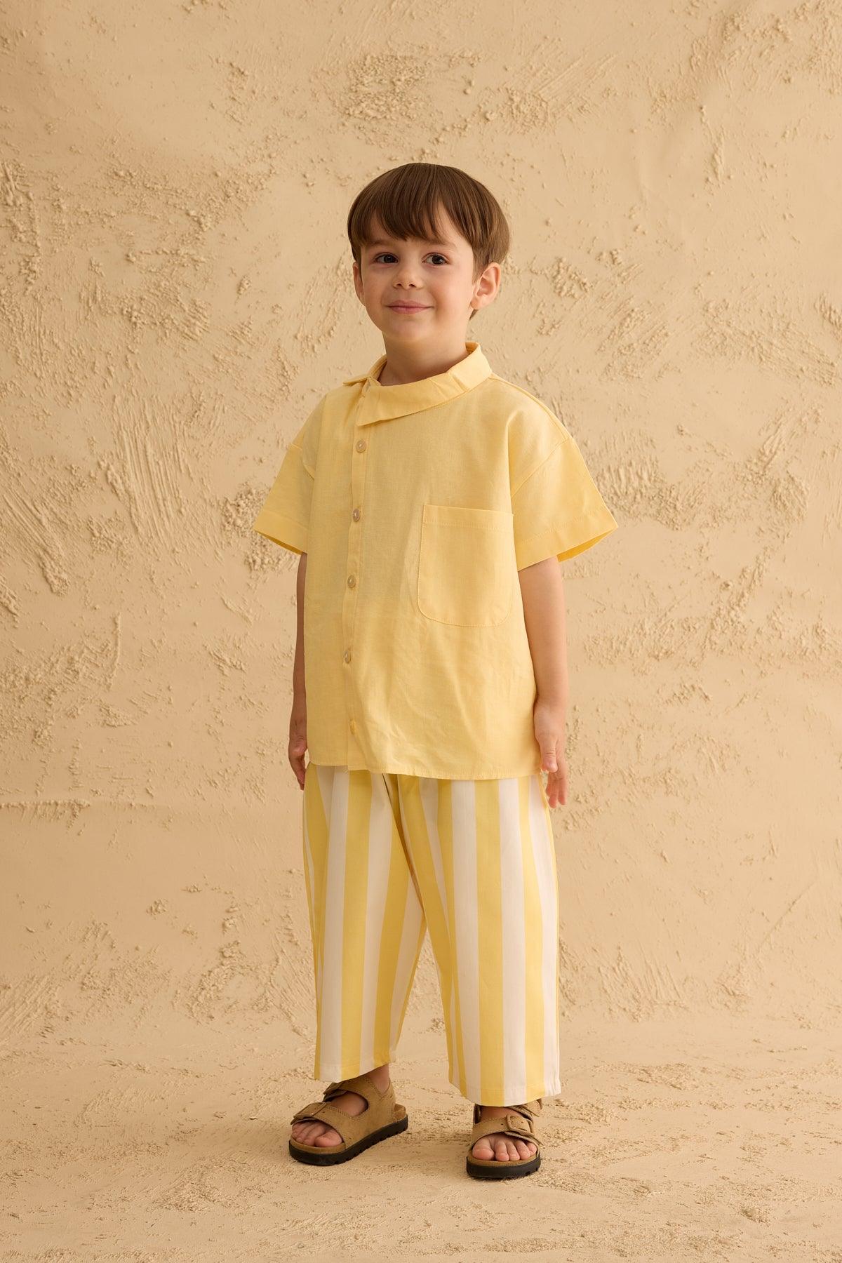 Asymmetric Collar Shirt Yellow