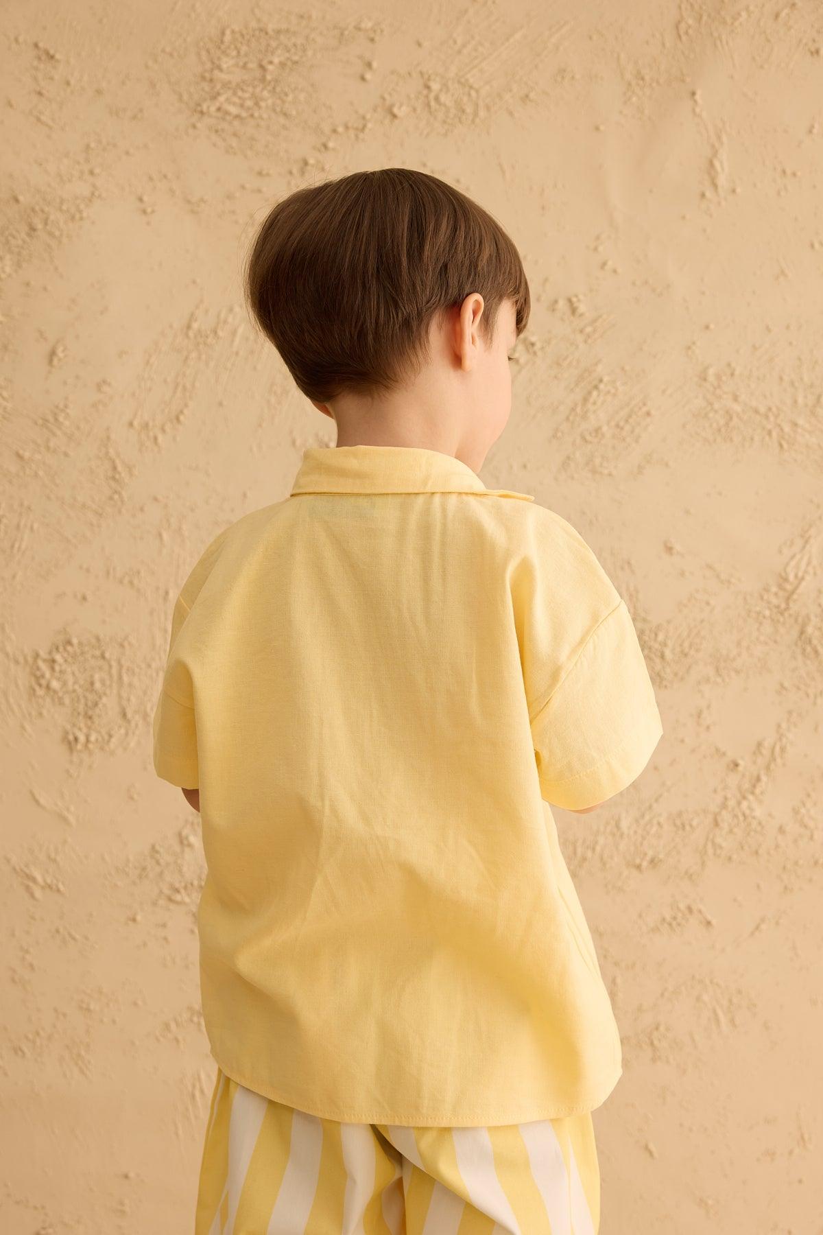 Asymmetric Collar Shirt Yellow