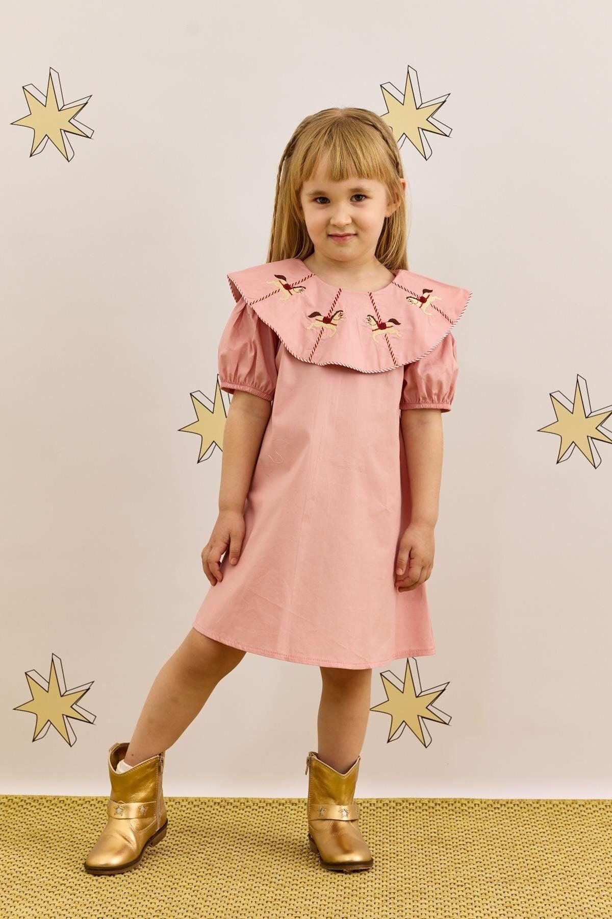 Horse Embroidered Dress Pink