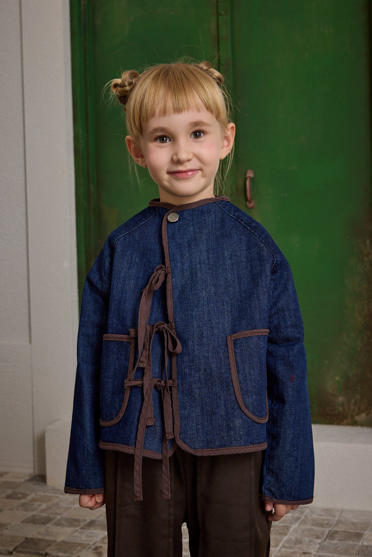 Bağcıklı Denim Ceket Koyu Mavi