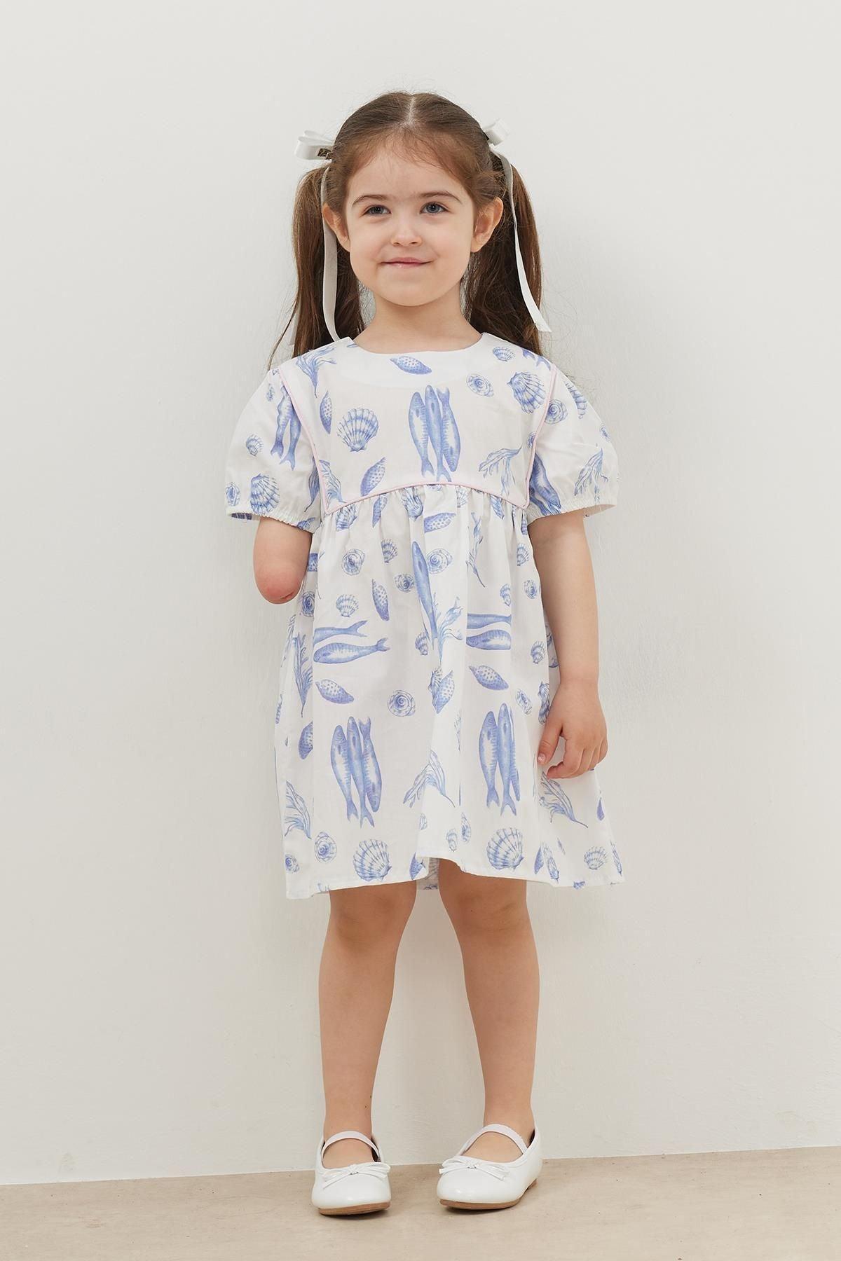 Biyeli Elbise Balık Desenli