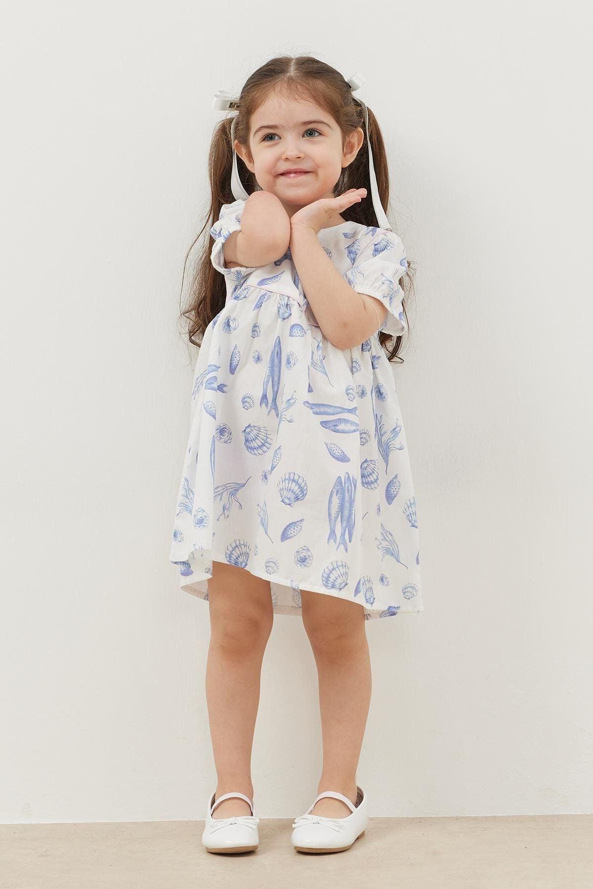 Biyeli Elbise Balık Desenli