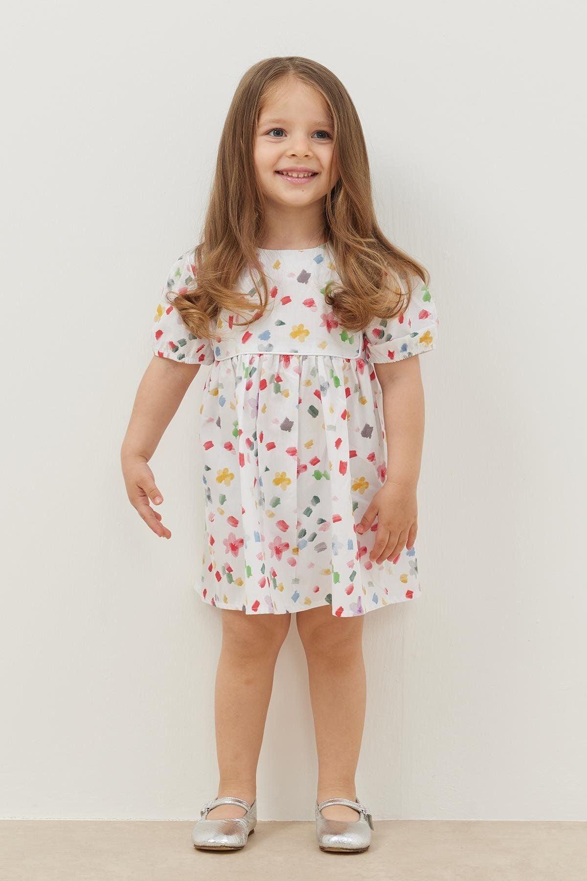 Biyeli Elbise Sulu Boya Desenli