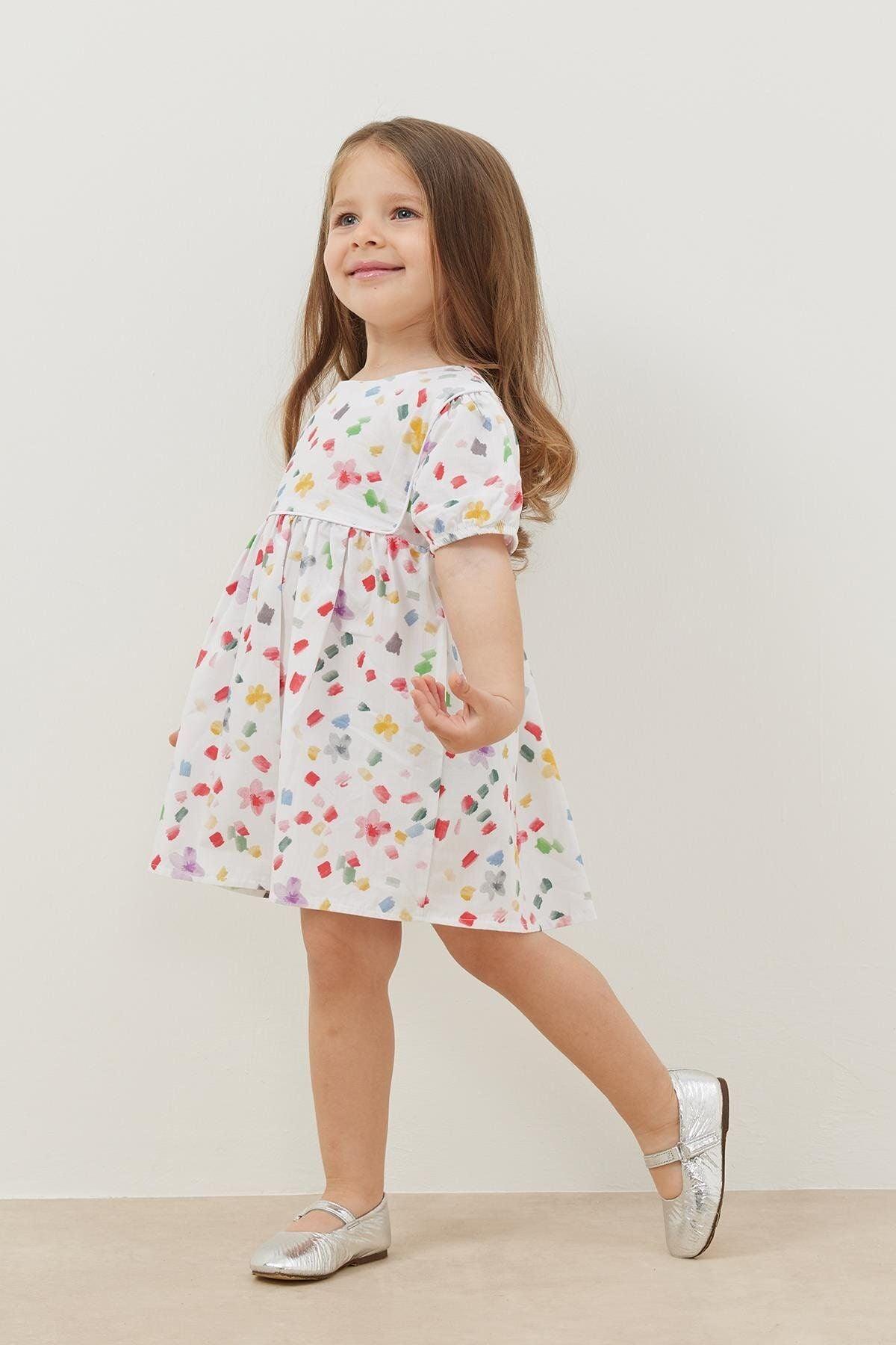 Biyeli Elbise Sulu Boya Desenli