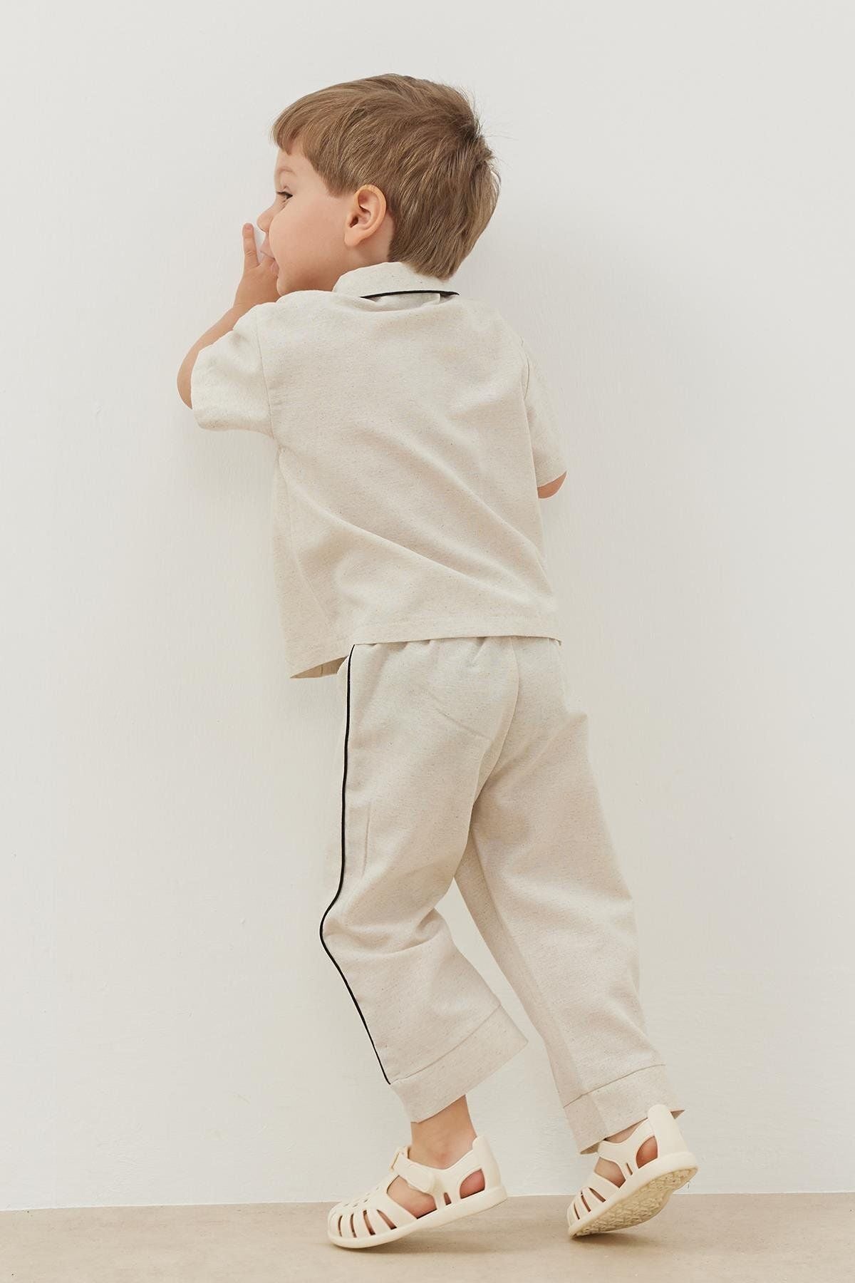 Biyeli Keten Takım Bej