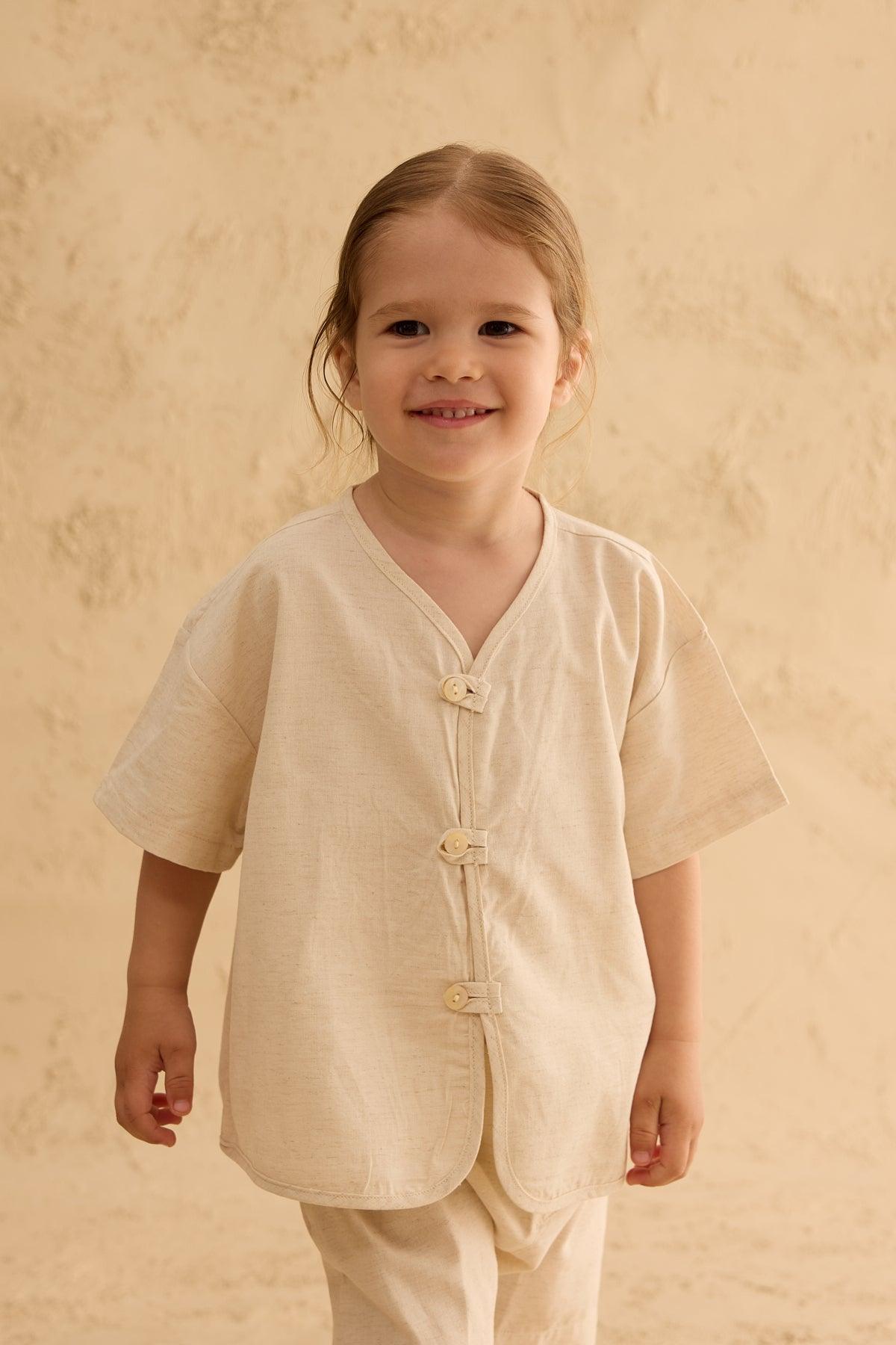 Linen Suit Natural with Brit Detail