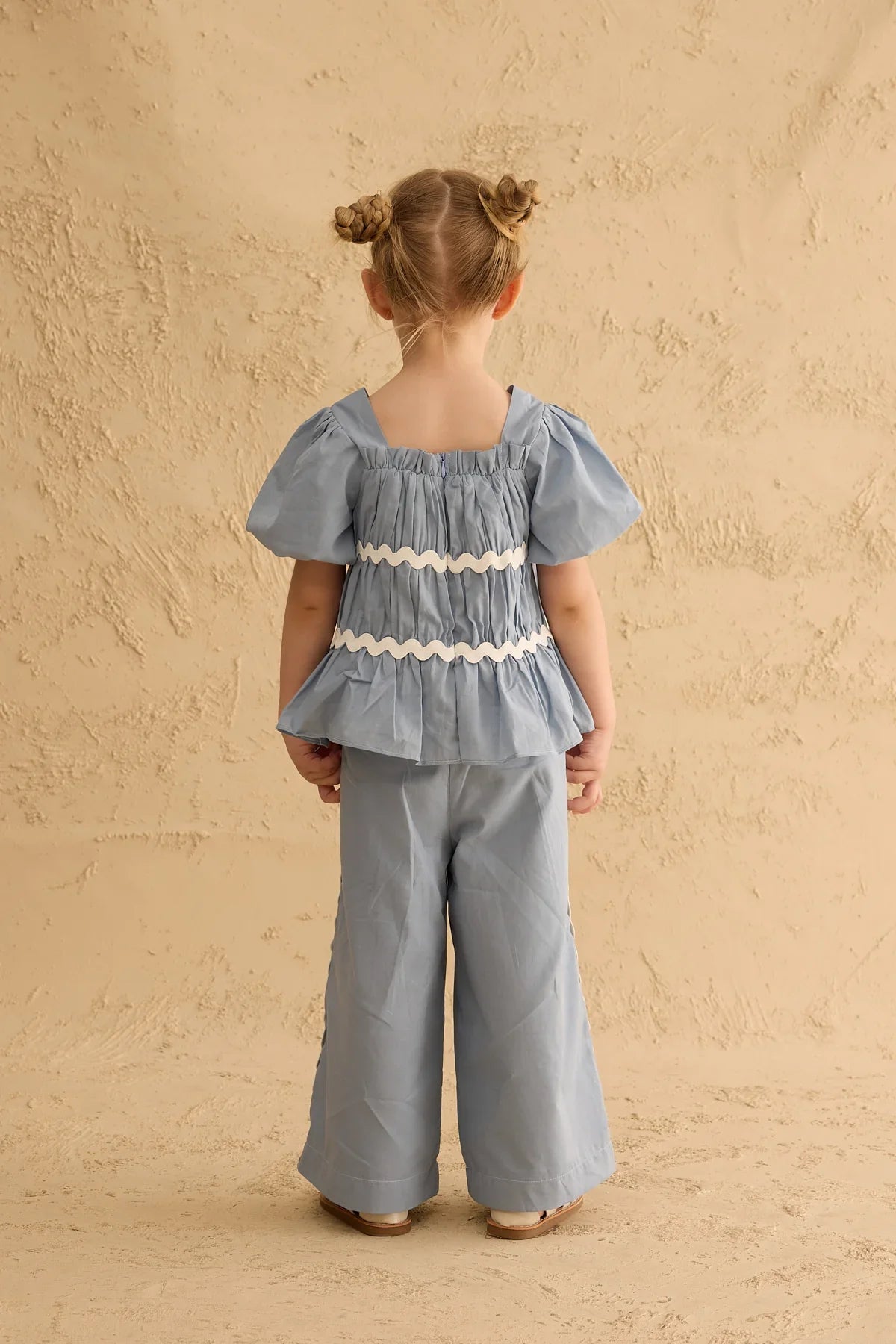 Büzgülü Pamuk Takım Açık mavi