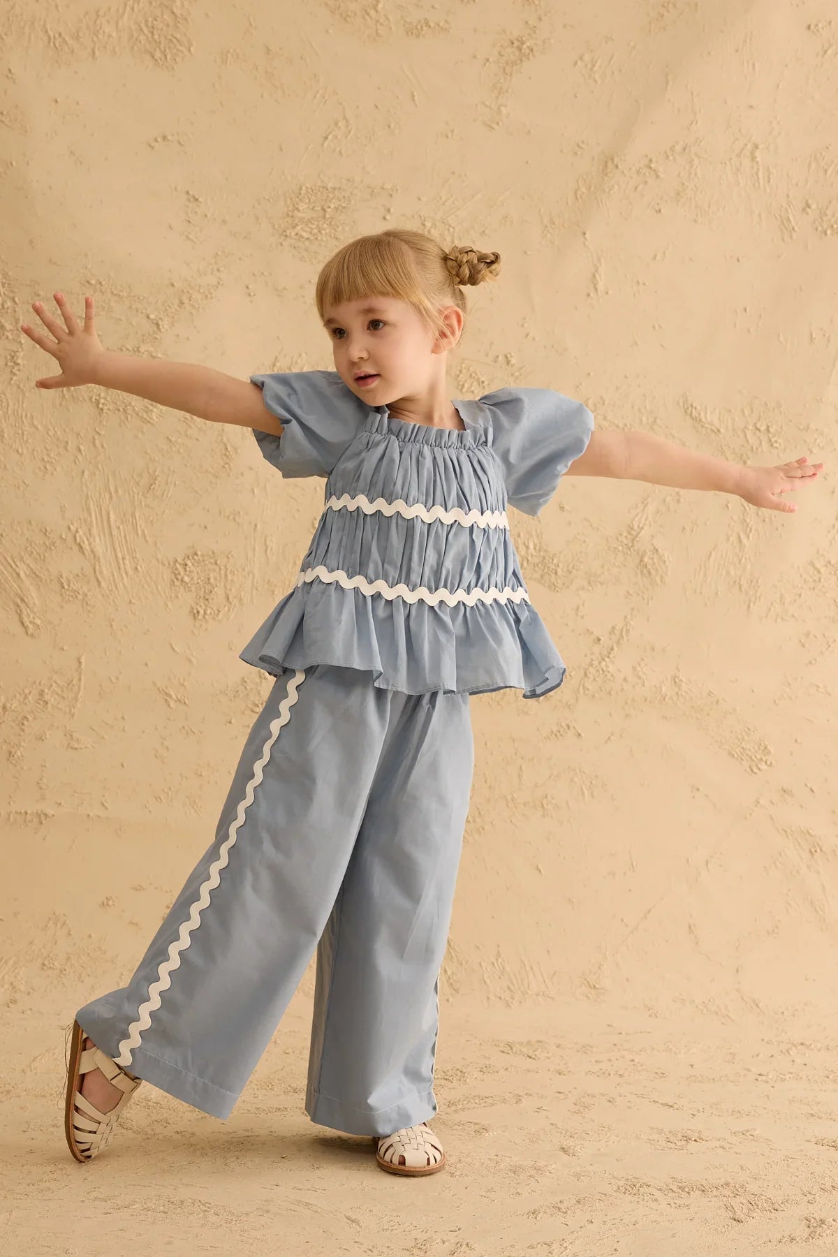 Büzgülü Pamuk Takım Açık mavi