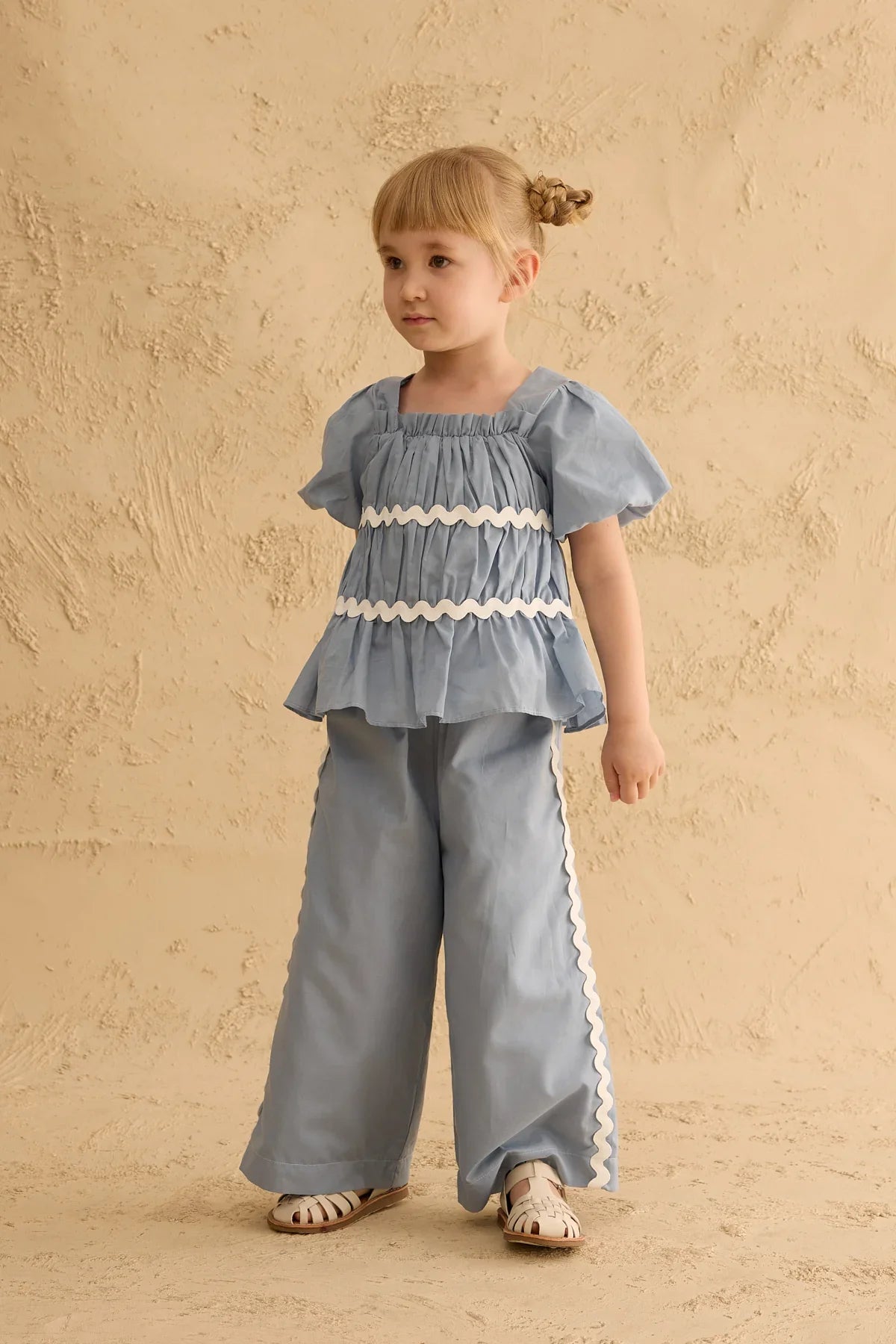 Büzgülü Pamuk Takım Açık mavi