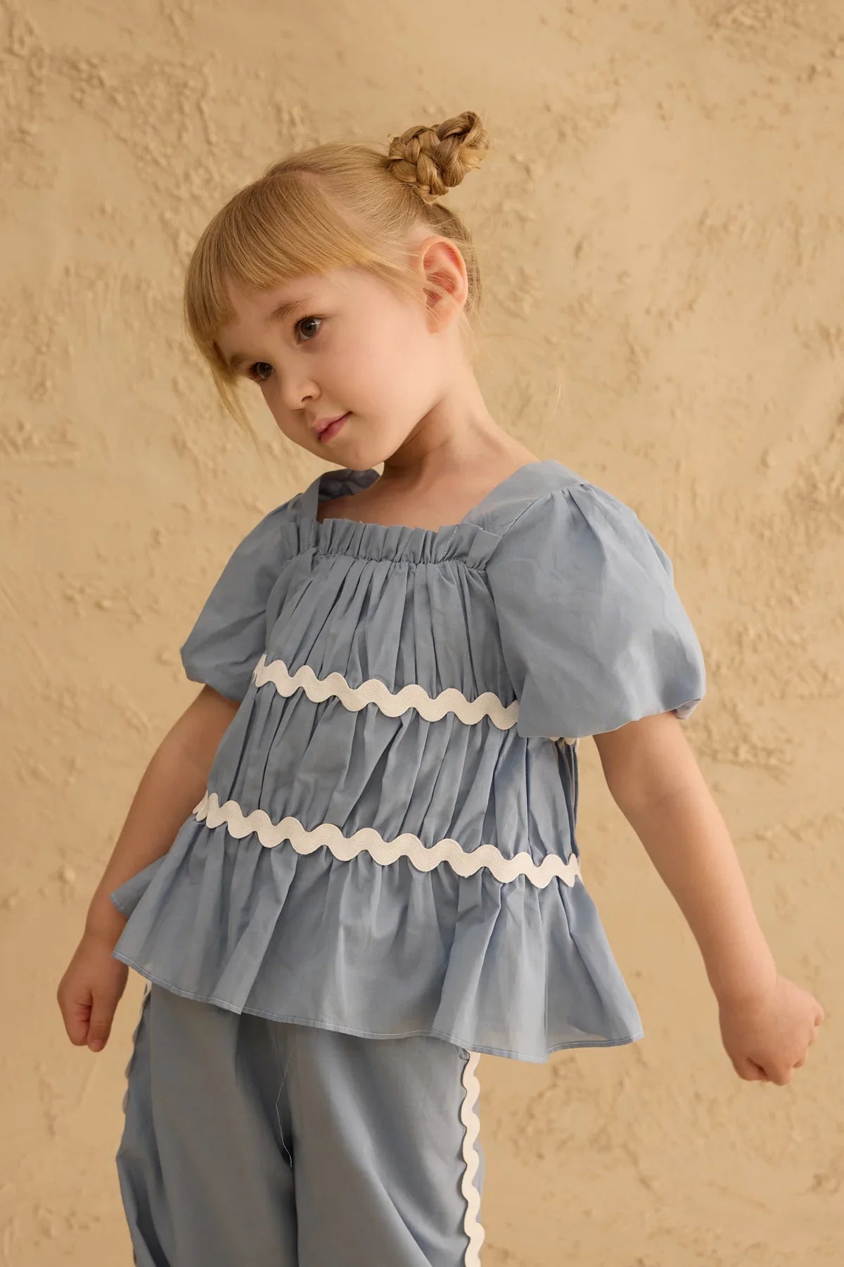 Büzgülü Pamuk Takım Açık mavi