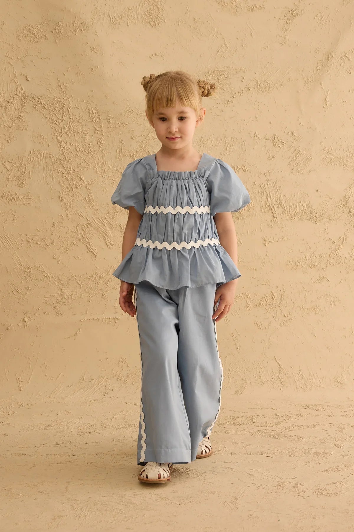 Büzgülü Pamuk Takım Açık mavi