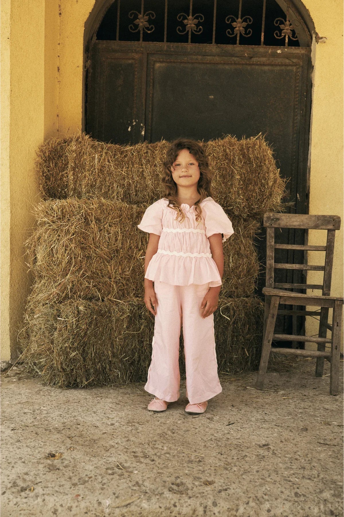 Pleated Cotton Suit Light Pink
