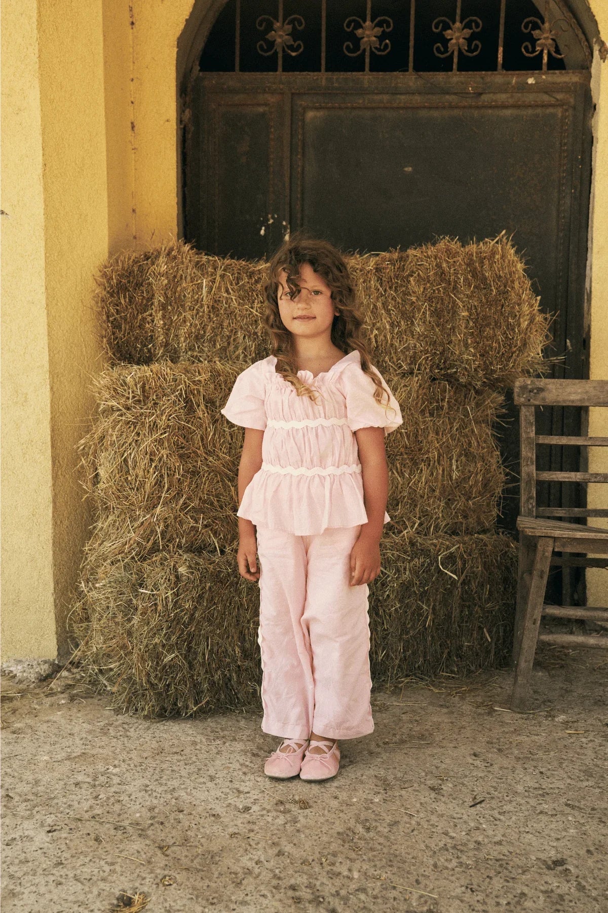 Pleated Cotton Suit Light Pink