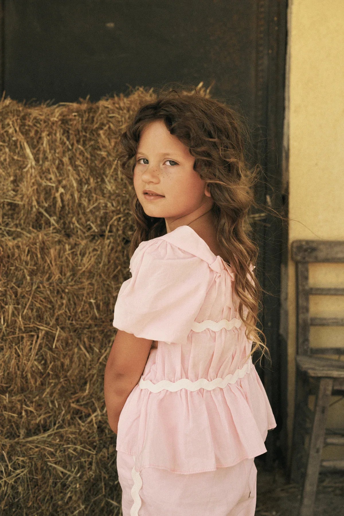Pleated Cotton Suit Light Pink