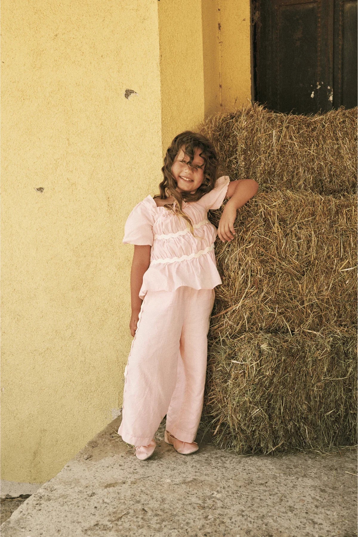 Pleated Cotton Suit Light Pink