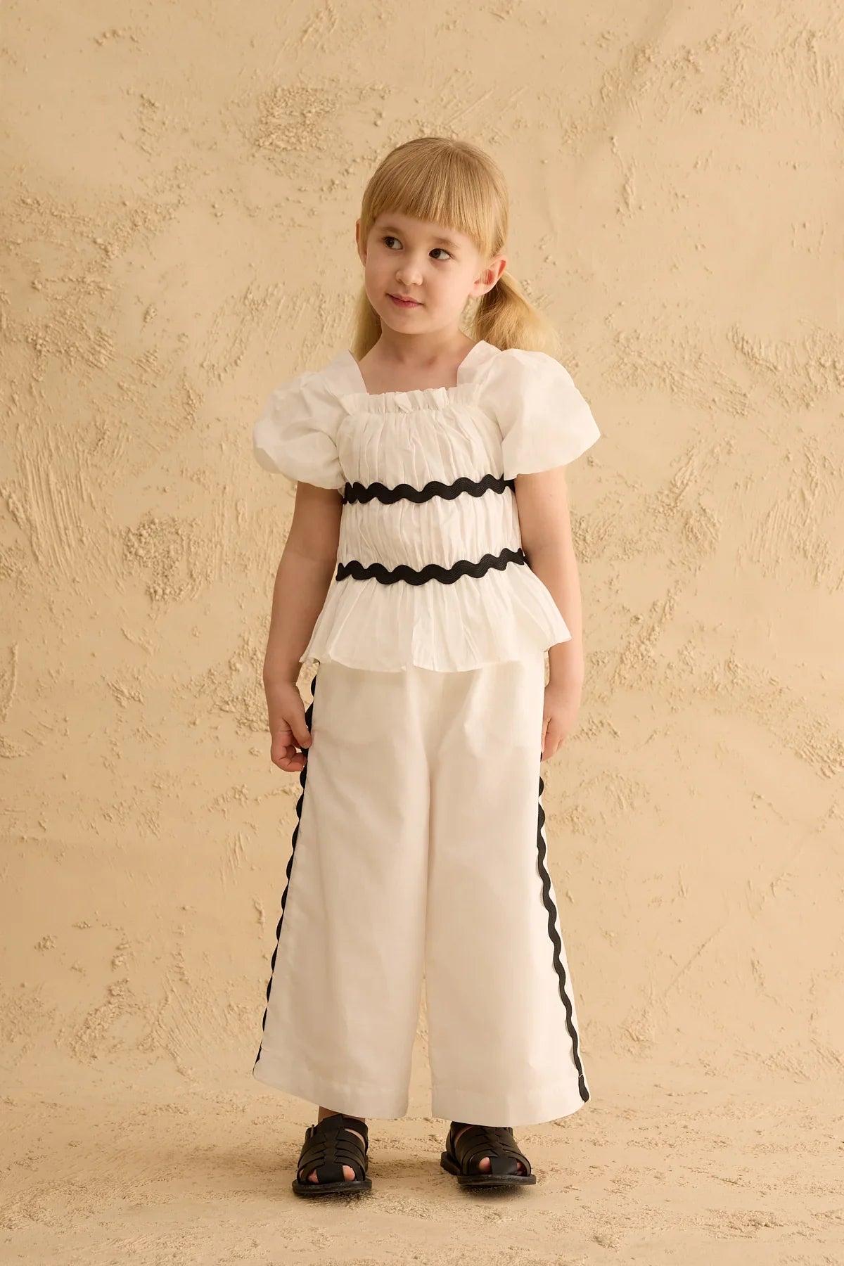 Pleated Cotton Suit Ecru