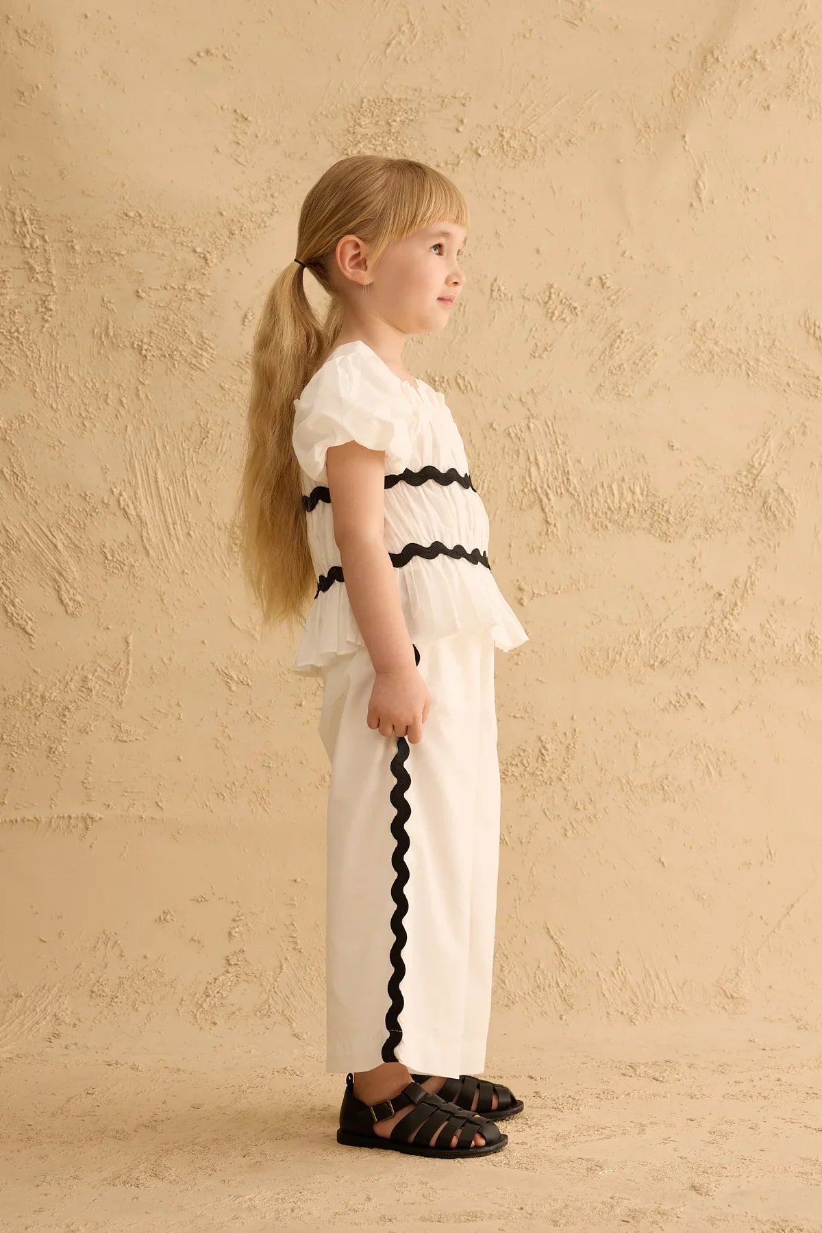 Pleated Cotton Suit Ecru