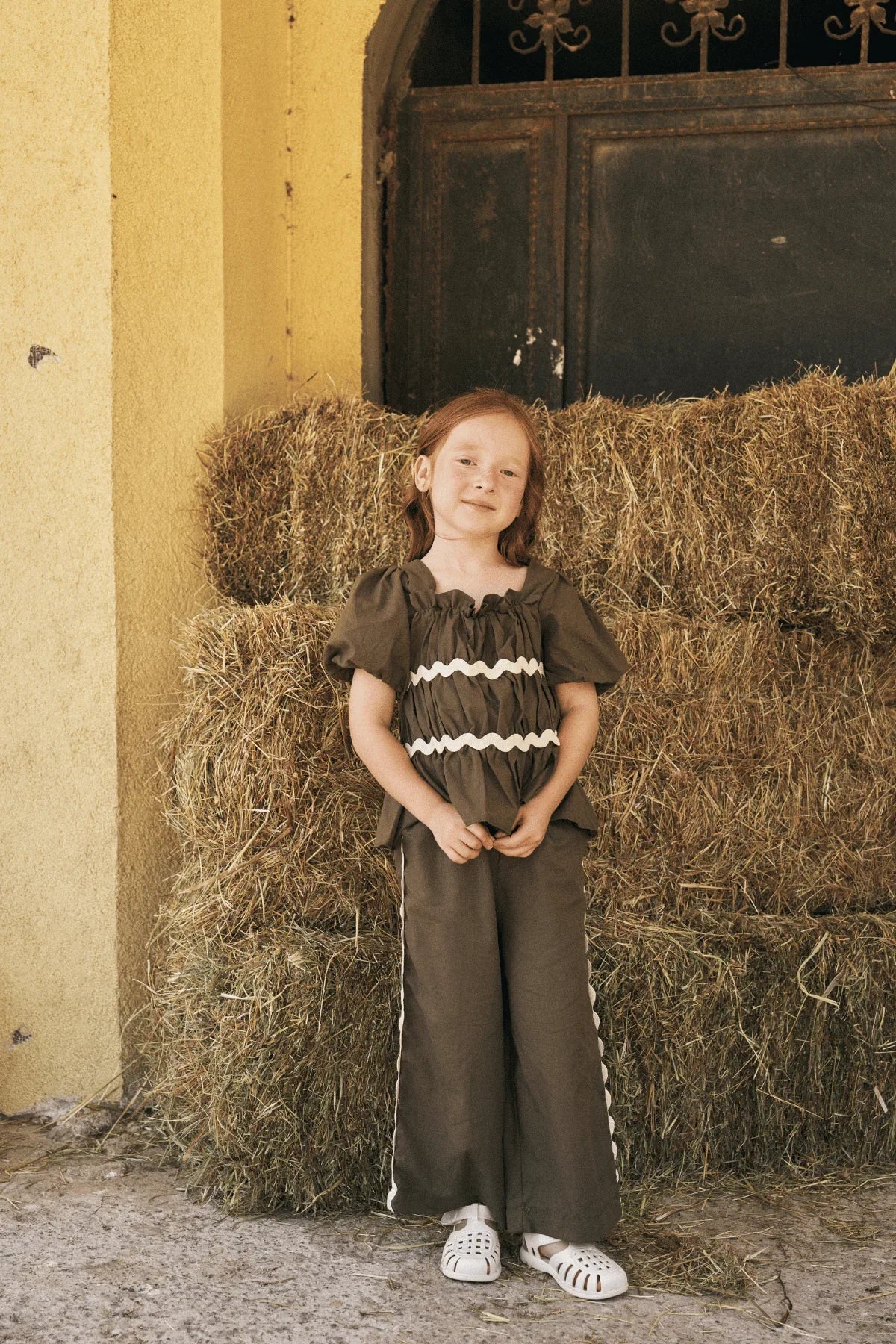 Pleated Cotton Suit Khaki