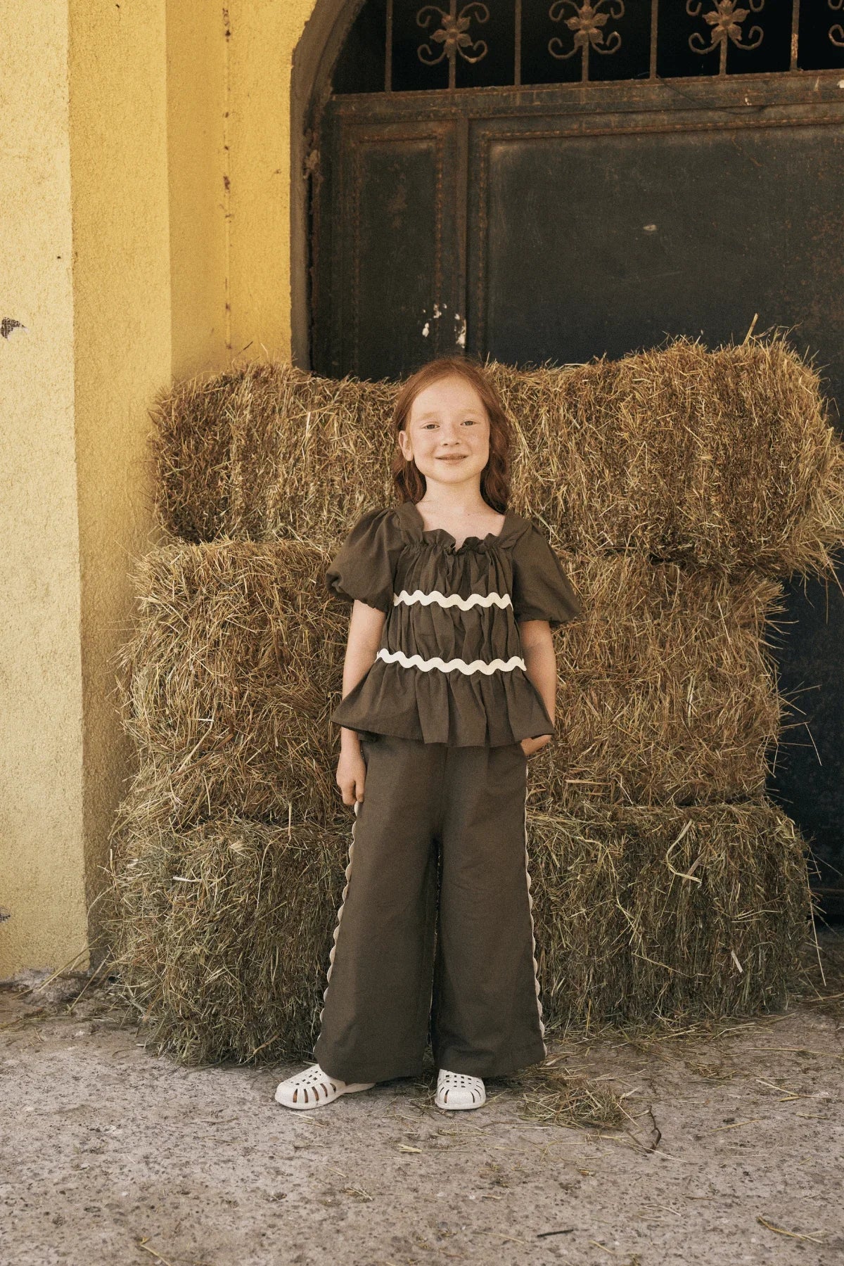 Pleated Cotton Suit Khaki