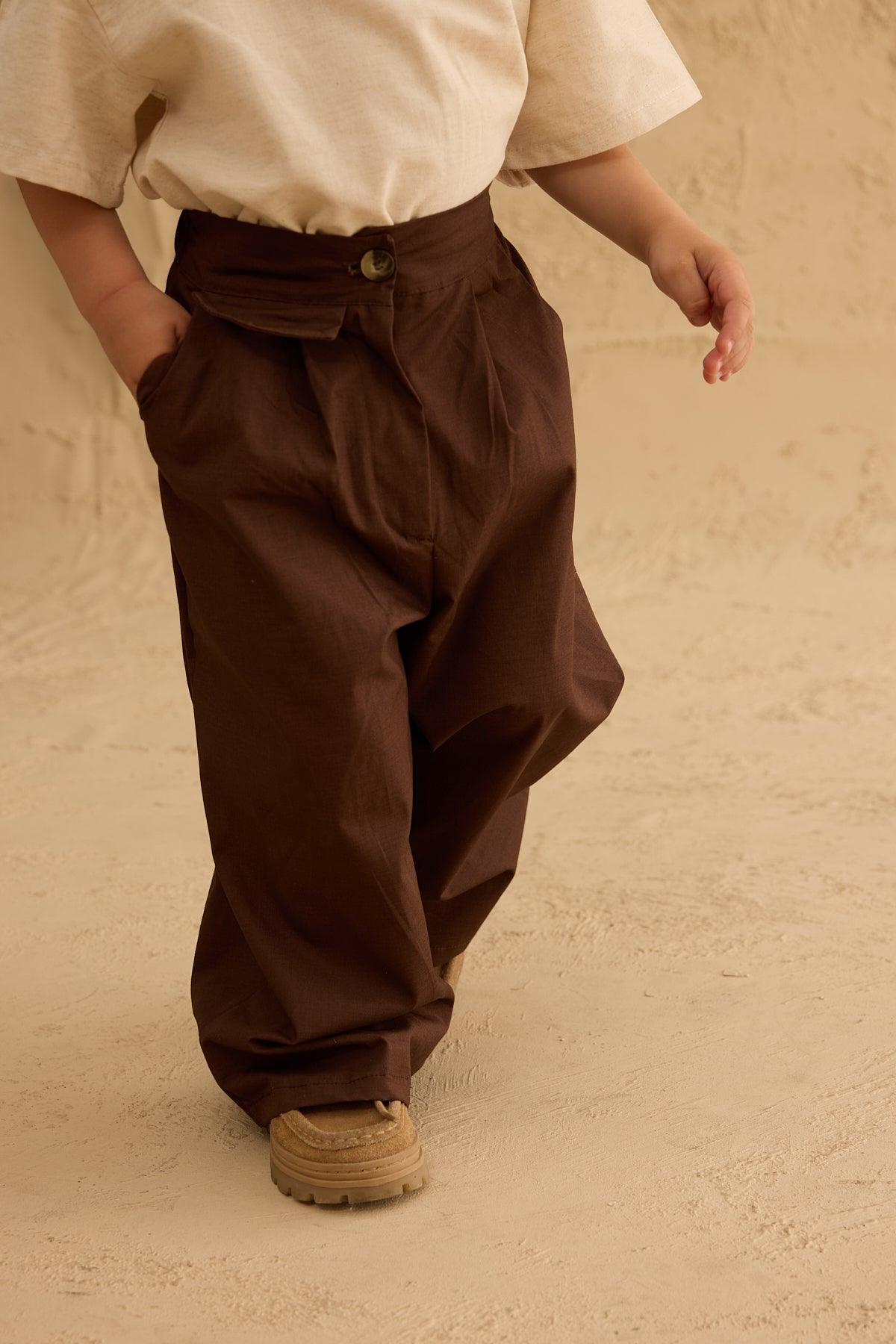 Cep Detaylı Baggy Pantolon Kahverengi