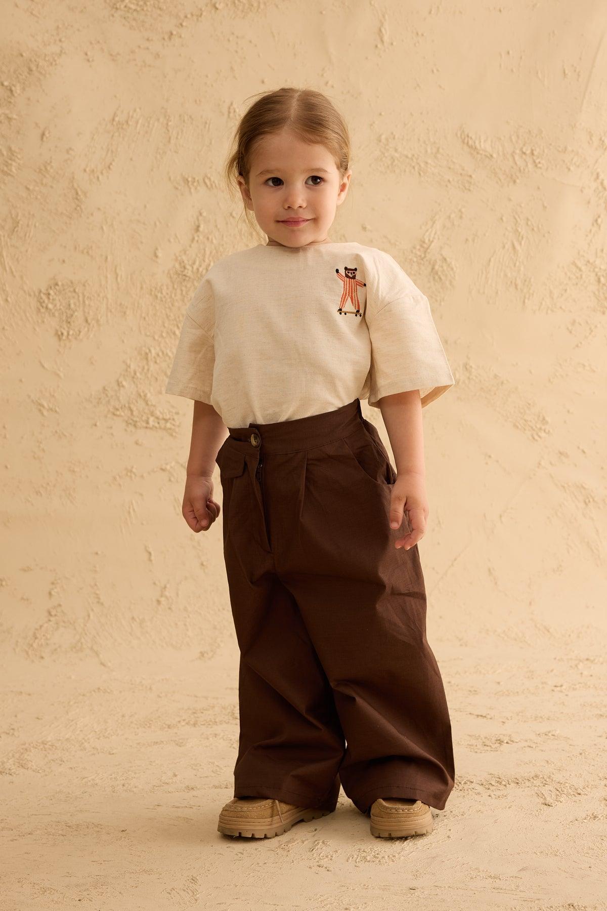 Cep Detaylı Baggy Pantolon Kahverengi