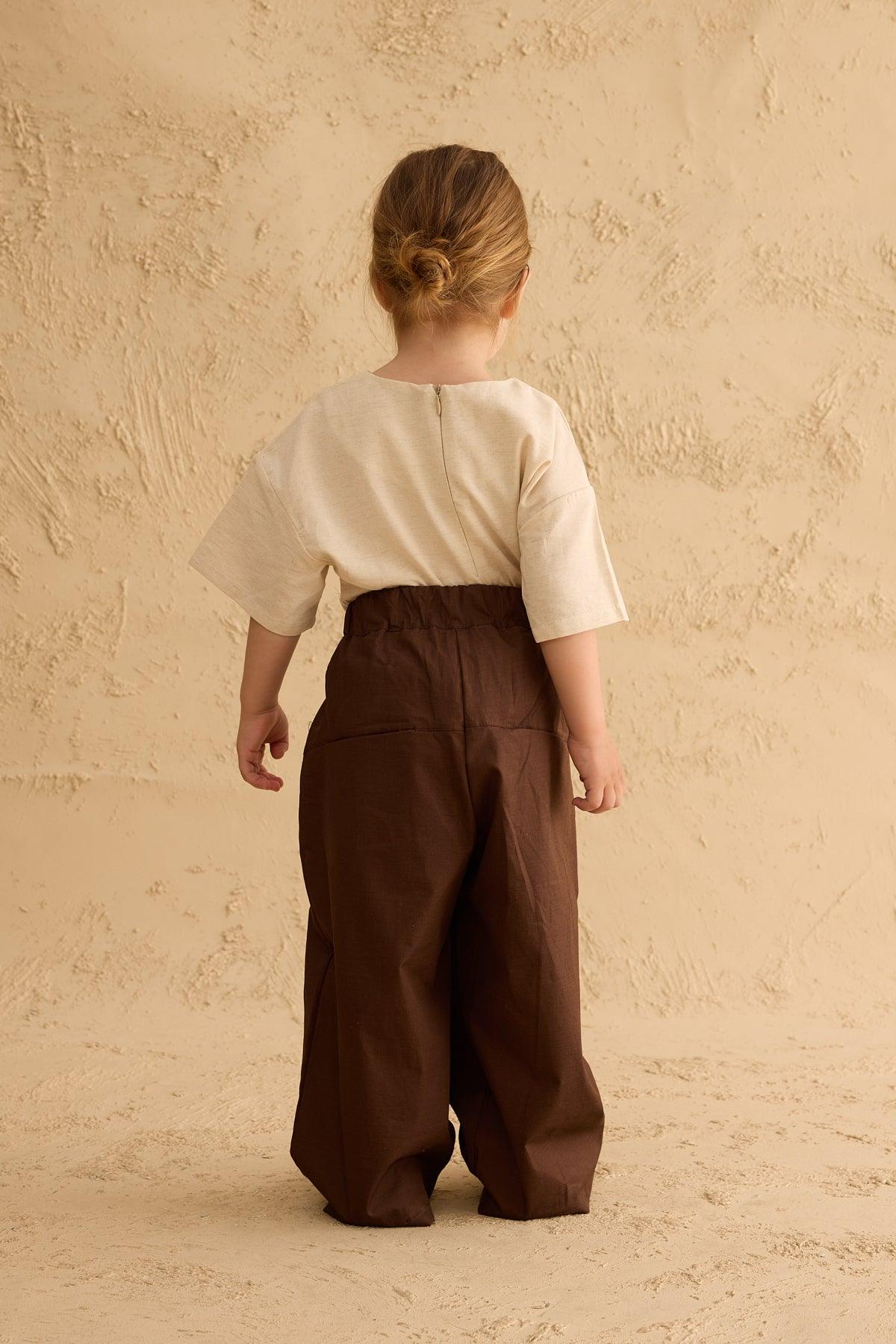 Cep Detaylı Baggy Pantolon Kahverengi