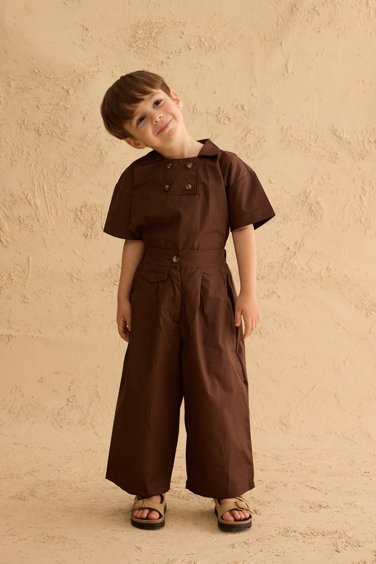 Cep Detaylı Baggy Pantolon Kahverengi