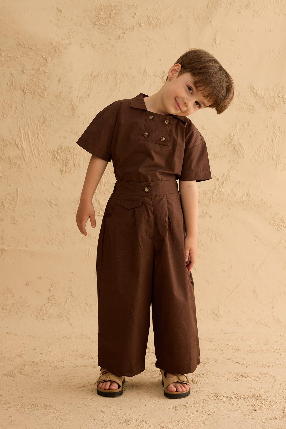 Cep Detaylı Baggy Pantolon Kahverengi