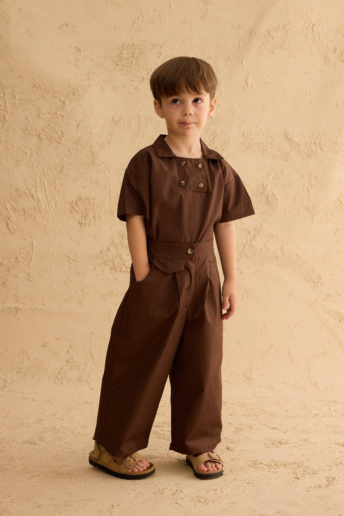 Cep Detaylı Baggy Pantolon Kahverengi