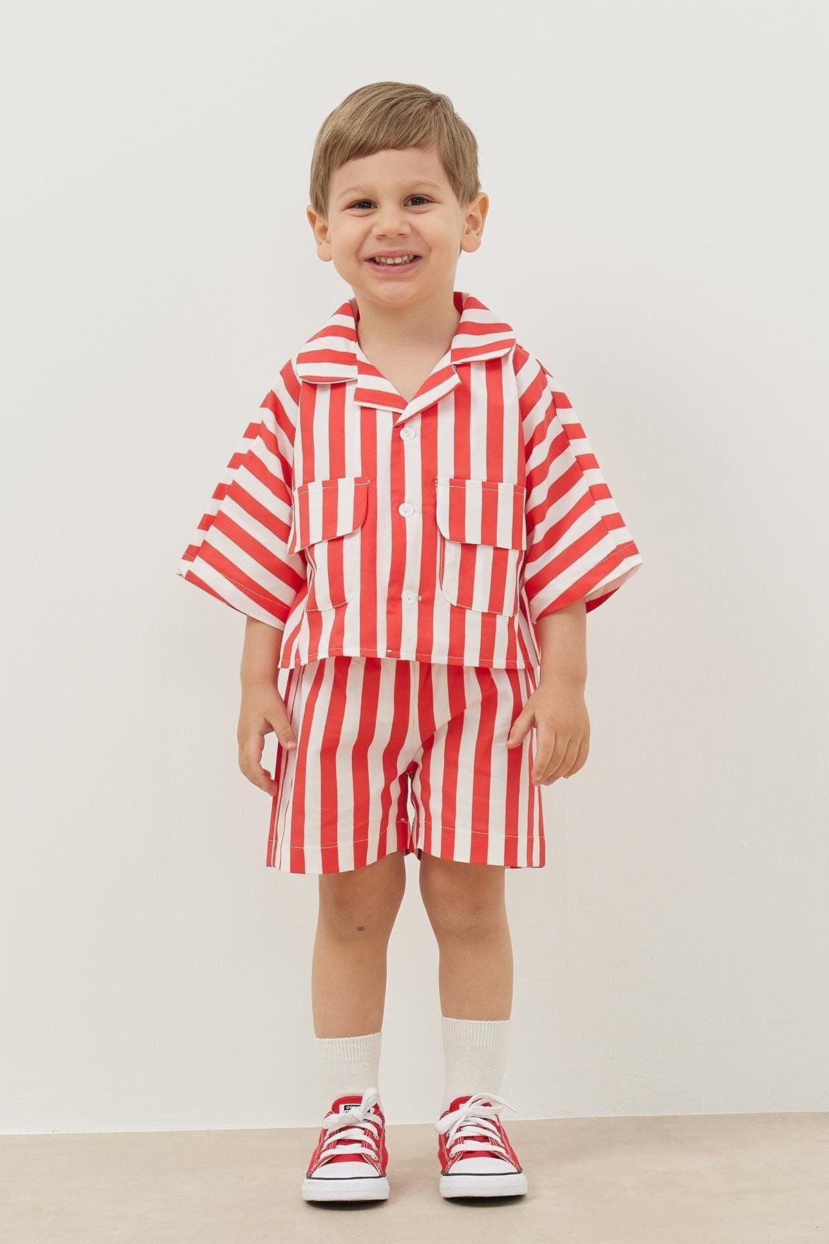 Red Striped Pocket Suit