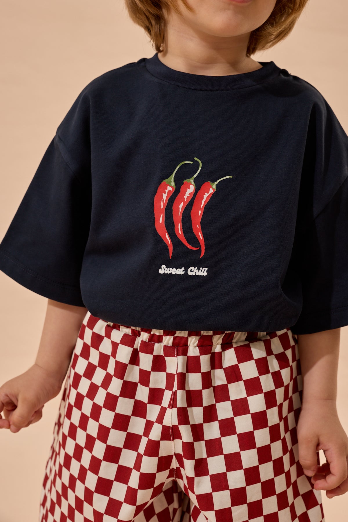 Chili Baskı Oversize Pamuk Tişört Lacivert