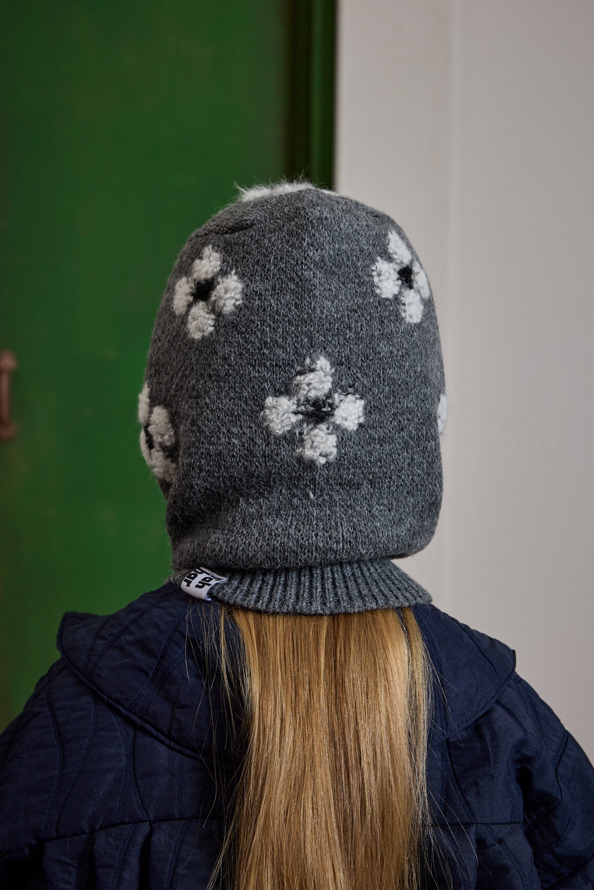 Çiçek Örgülü Balaclava Bere Antrasit