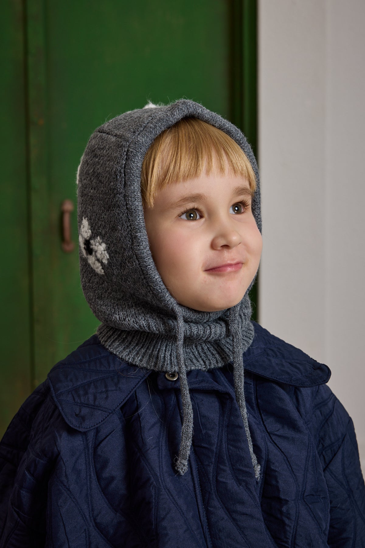 Çiçek Örgülü Balaclava Bere Antrasit