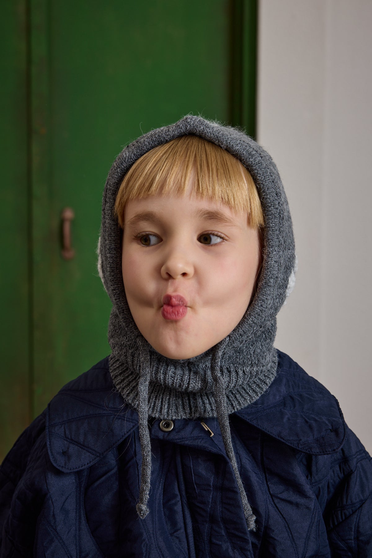 Çiçek Örgülü Balaclava Bere Antrasit