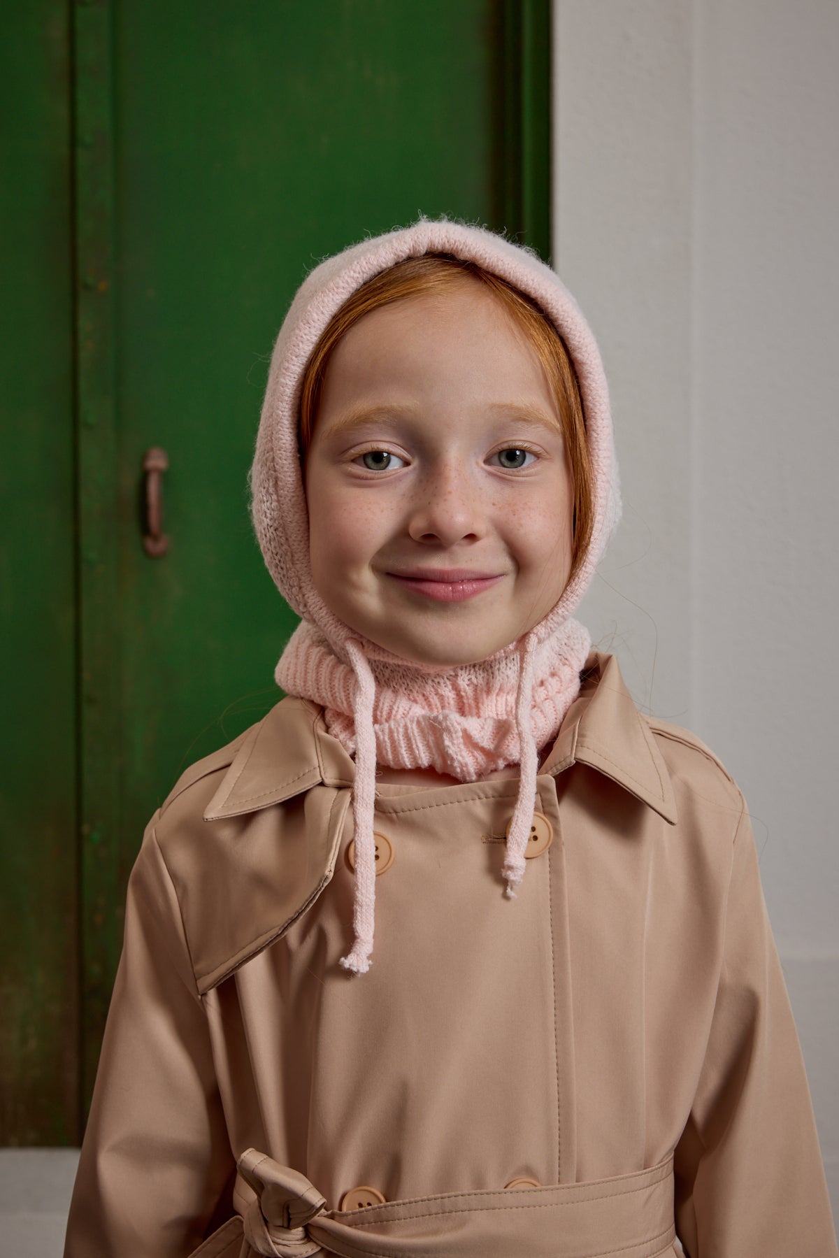 Flower Knitted Balaclava Beanie Pink