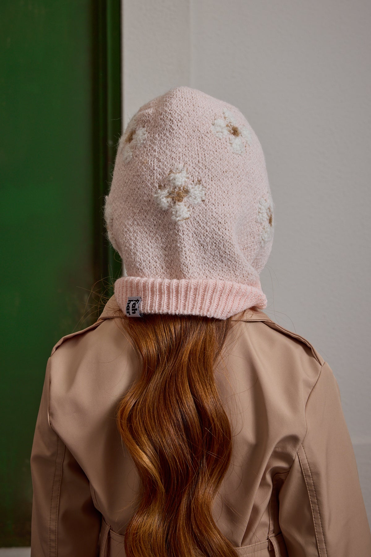 Çiçek Örgülü Balaclava Bere Pembe