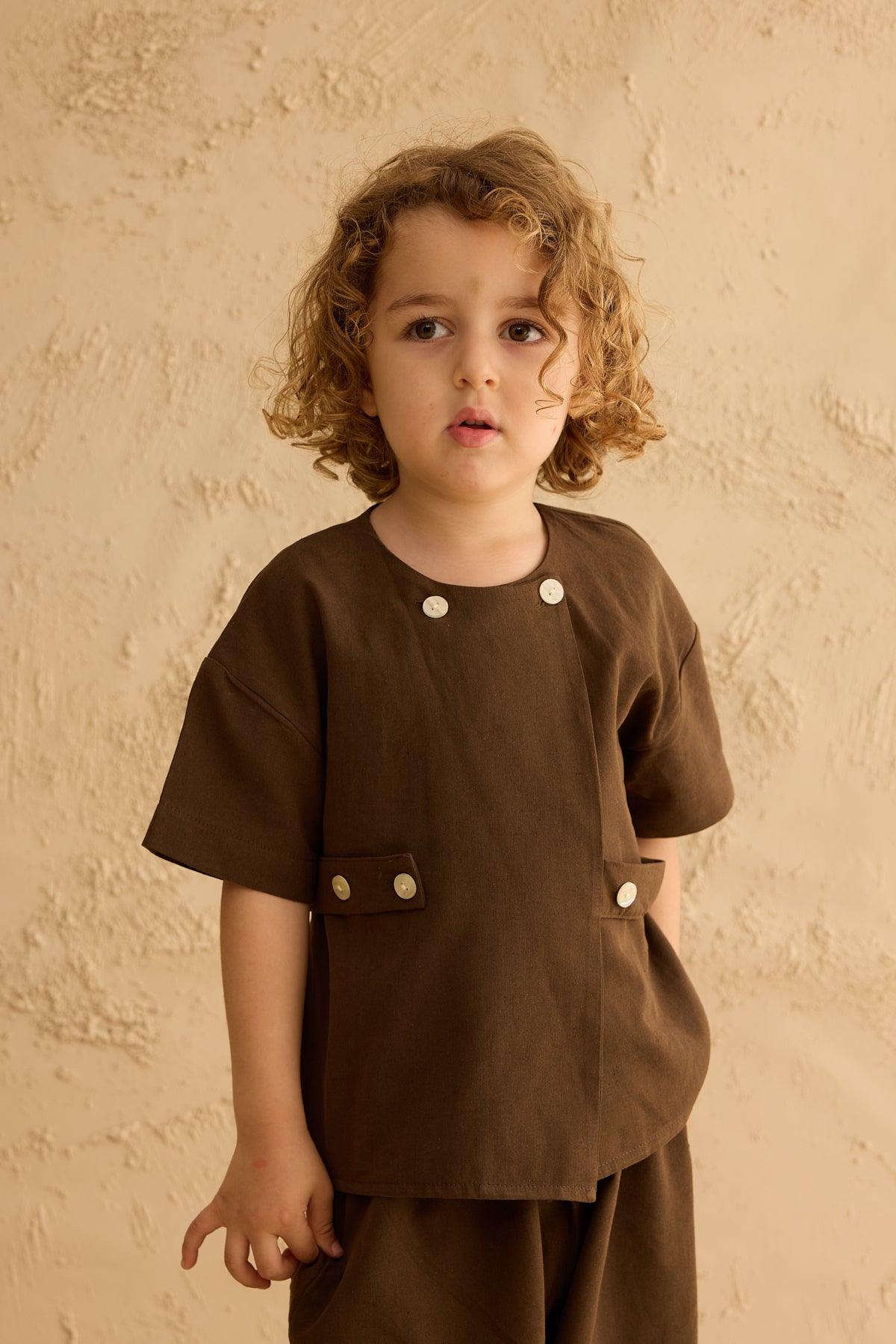 Double-Buttoned Trouser Suit Bitter Brown