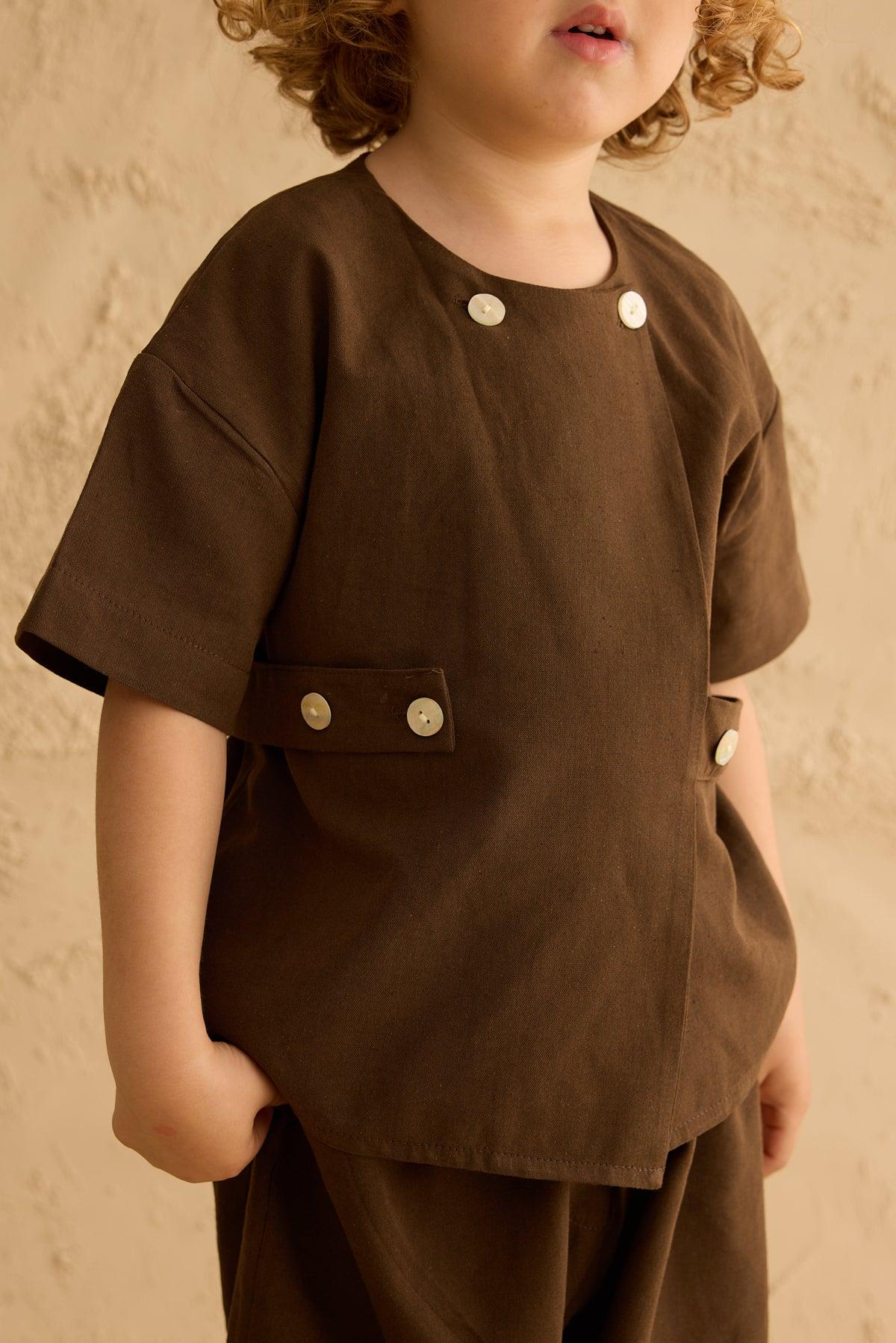 Double-Buttoned Trouser Suit Bitter Brown