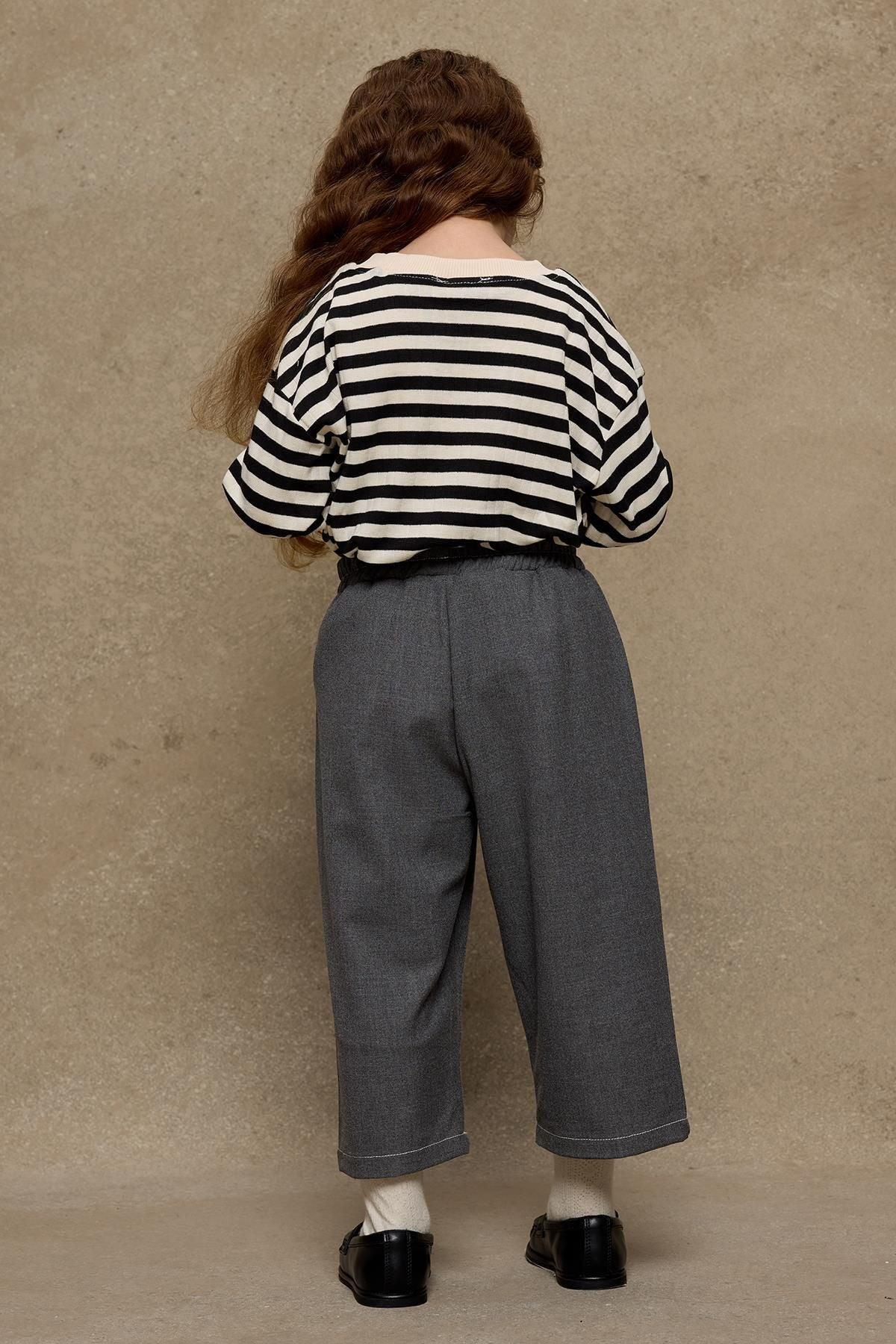 Double Needle Children's Trousers Dark Gray