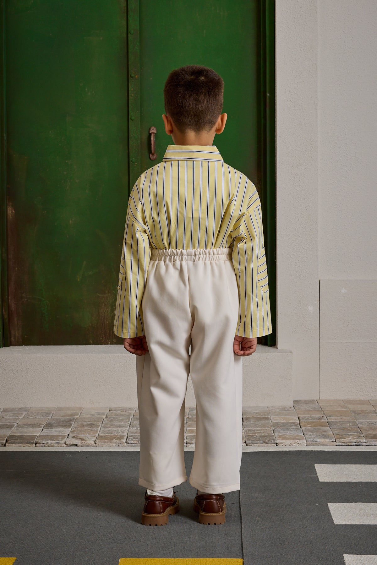 Double Needle Children's Trousers Cream