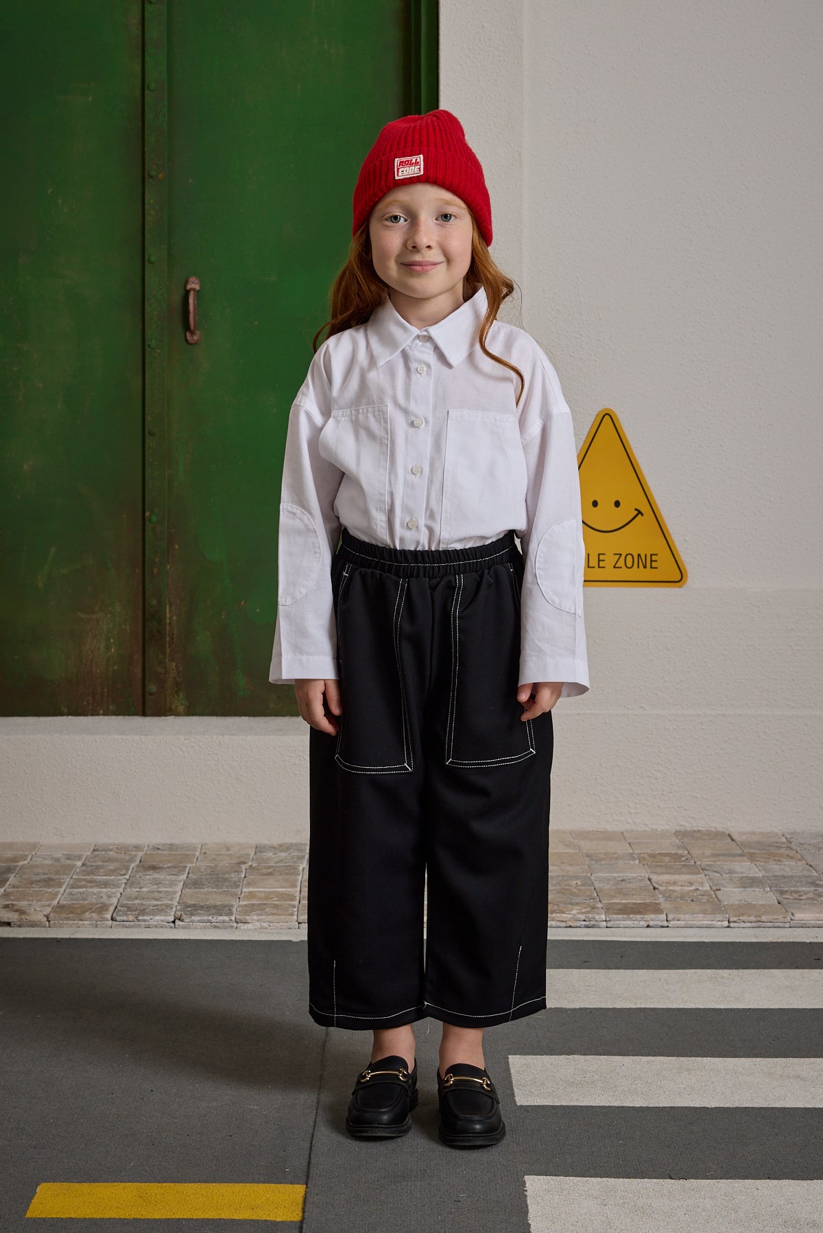 Double Needle Kids Trousers Black