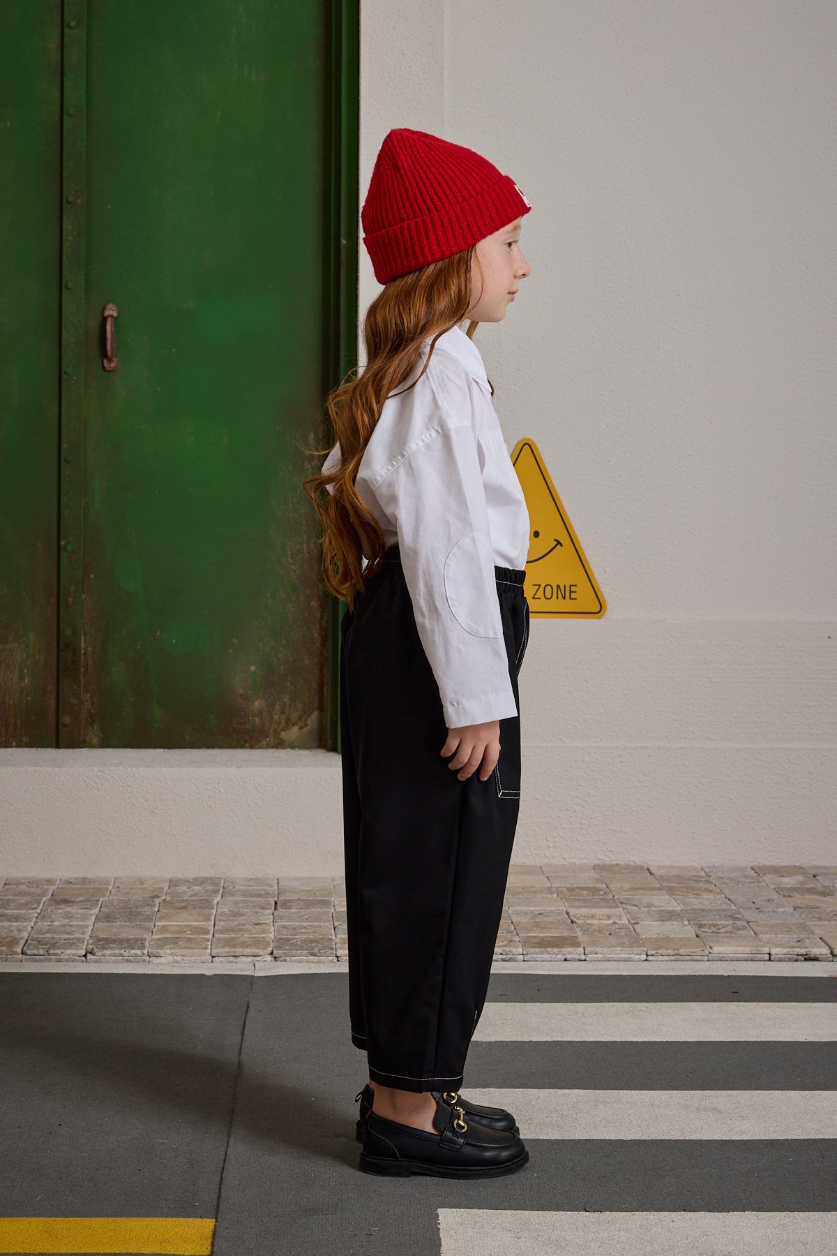 Double Needle Kids Trousers Black